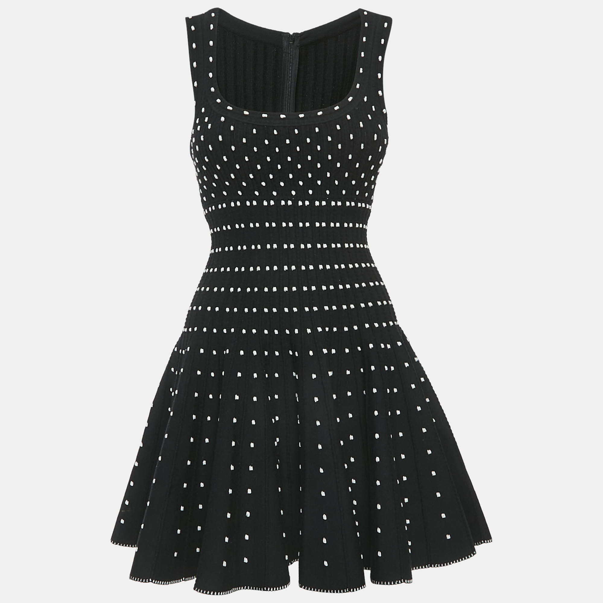 

Alaia Black Dotted Lurex Knit Flared Mini Dress S