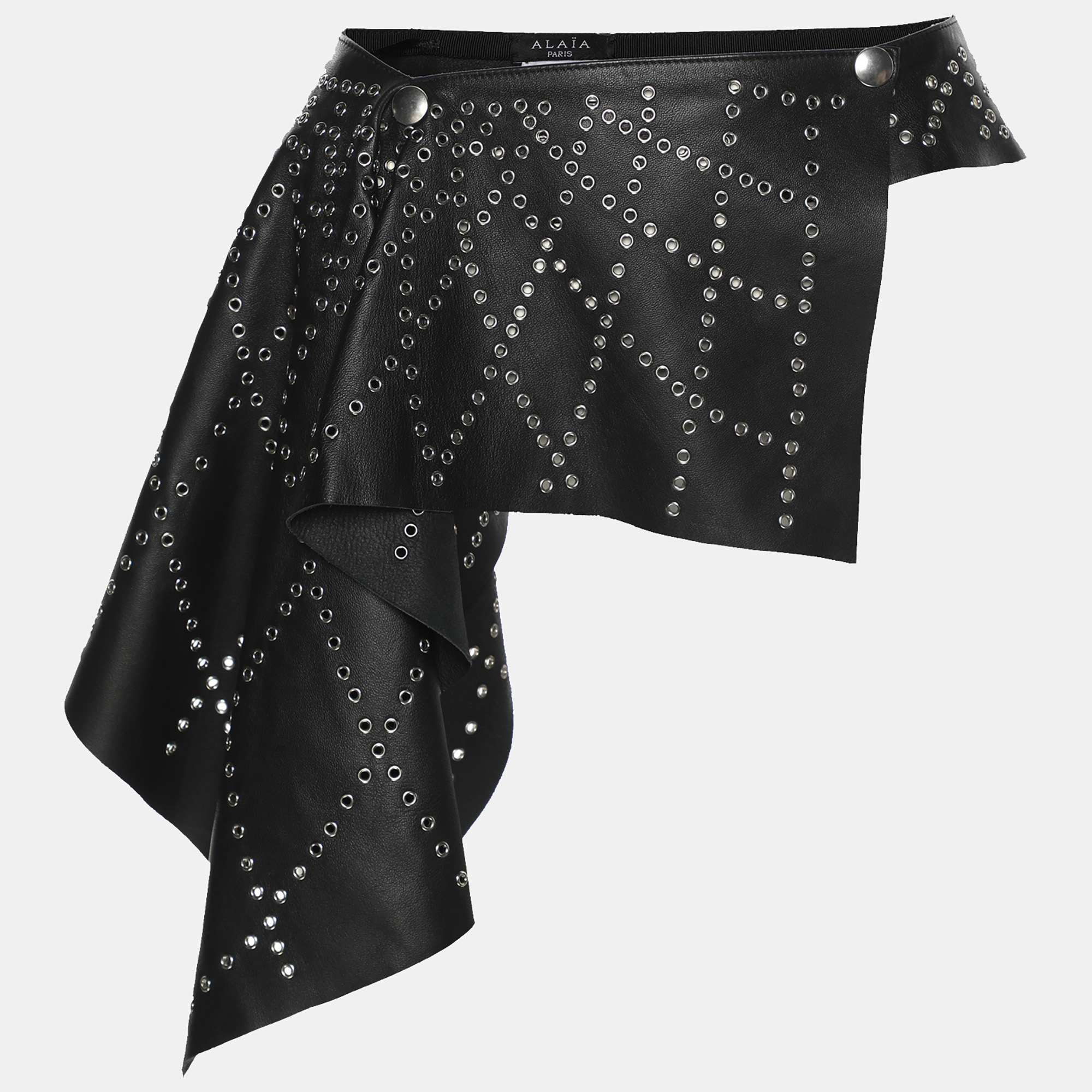 

Alaia Black Eyelet Leather Asymmetrical Skirt S