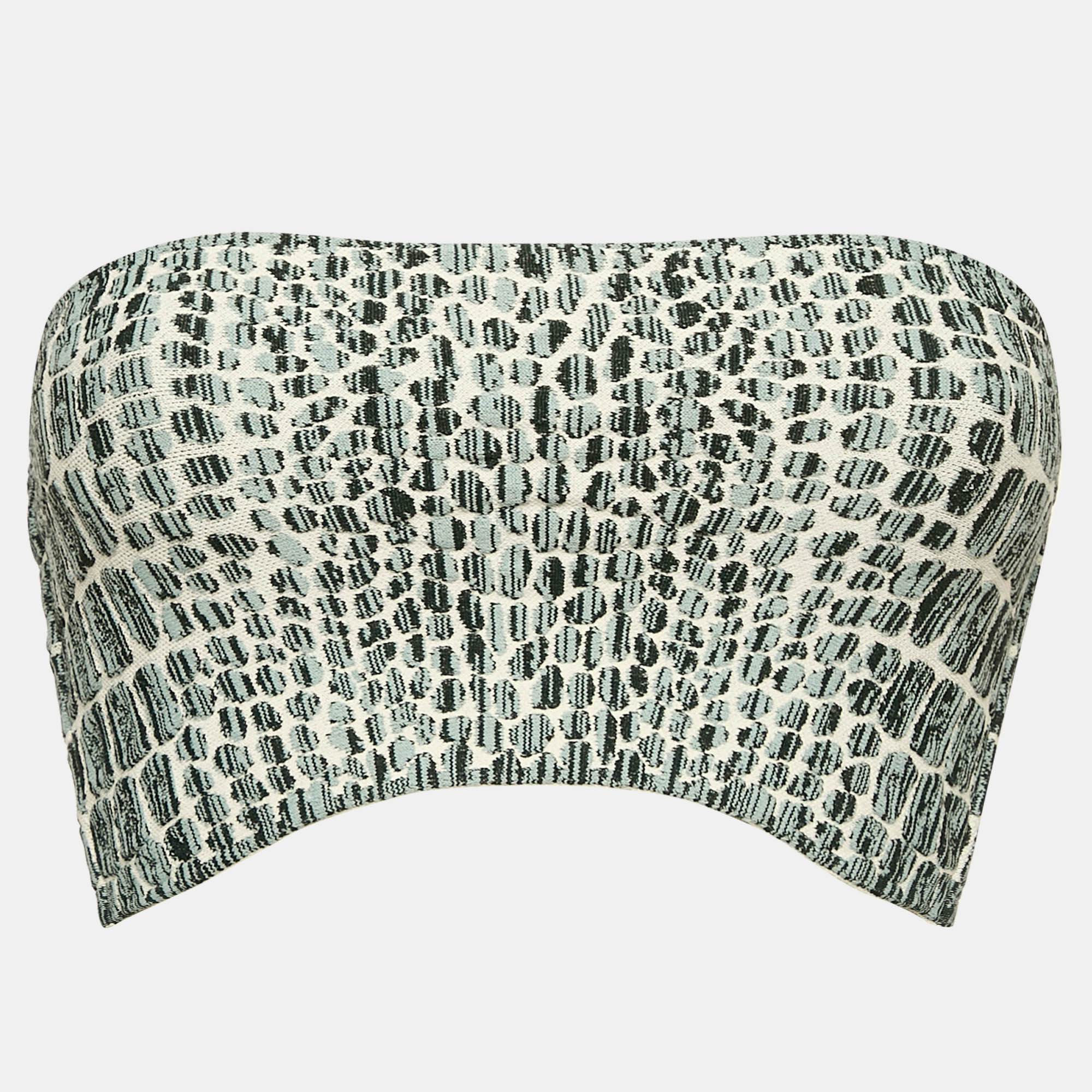 

Alaia Grey Croc-Pattern Stretch Knit Bandeau Top S, Blue