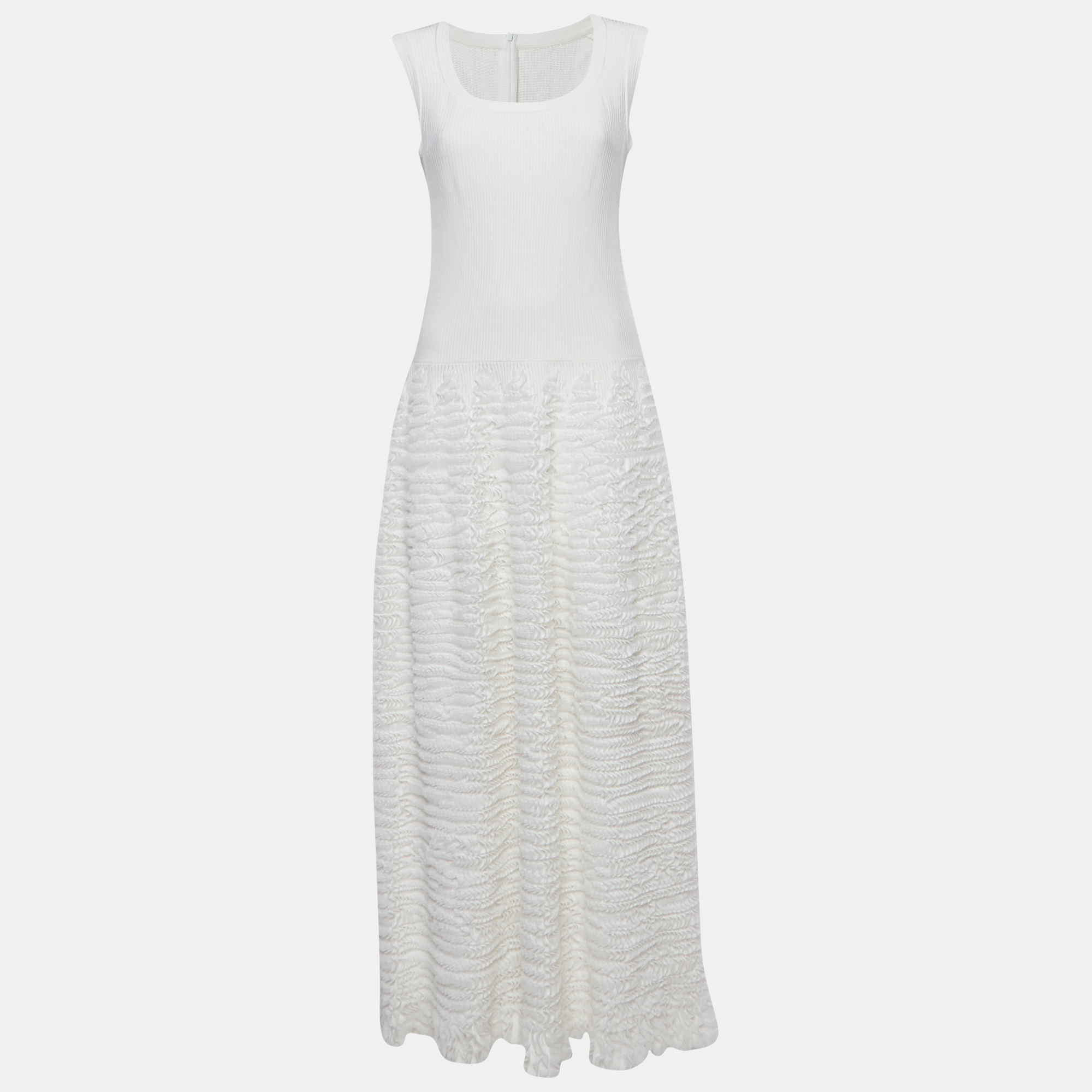 

Alaia White Ruffled Stretch Knit Sleeveless Gown XL