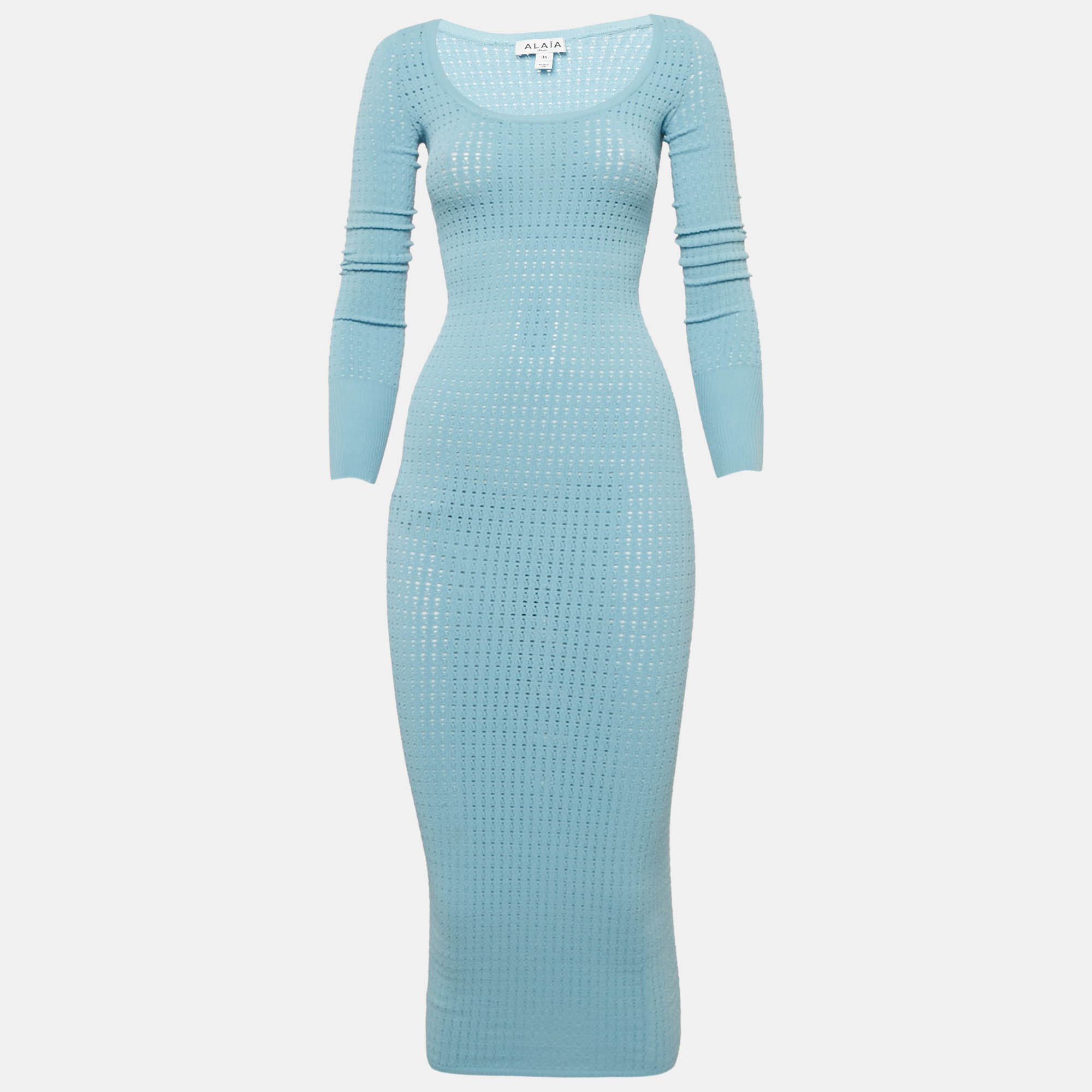 

Alaia Blue Stretch Knit Bodycon Midi Dress S, Red