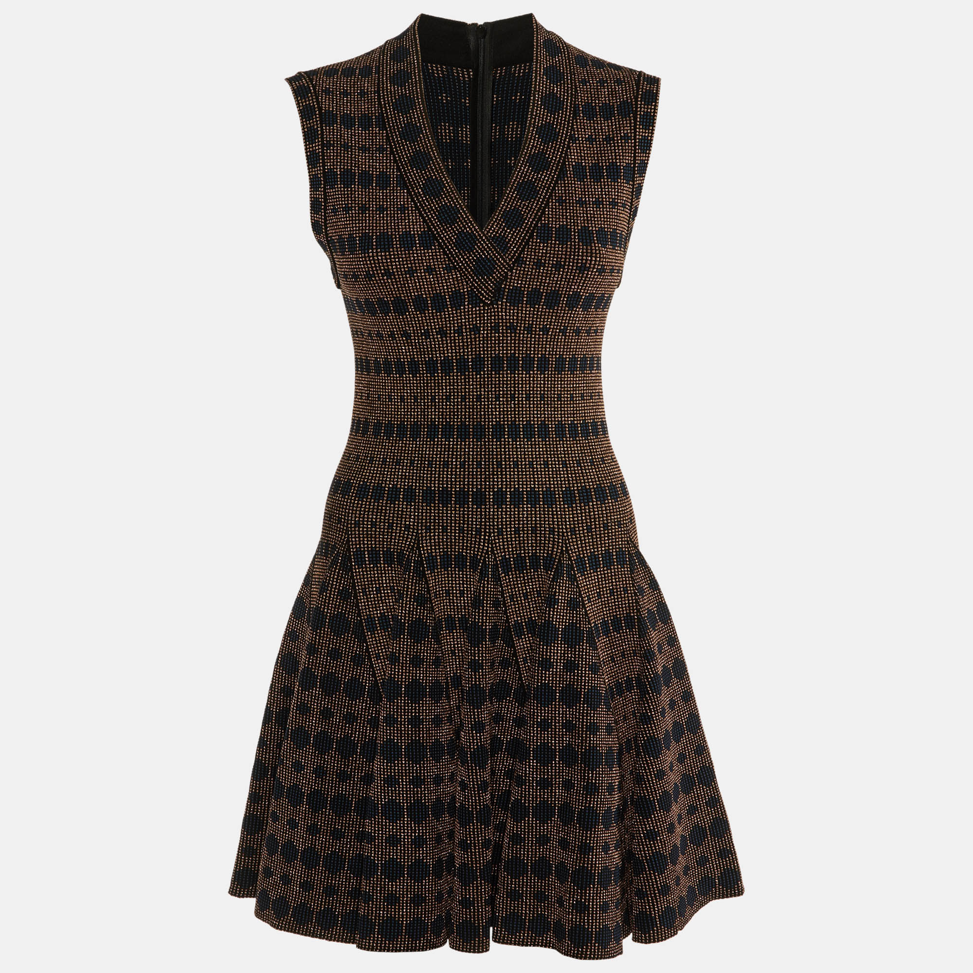 

Alaia Black Dotted Lurex Knit Fit & Flare Dress M