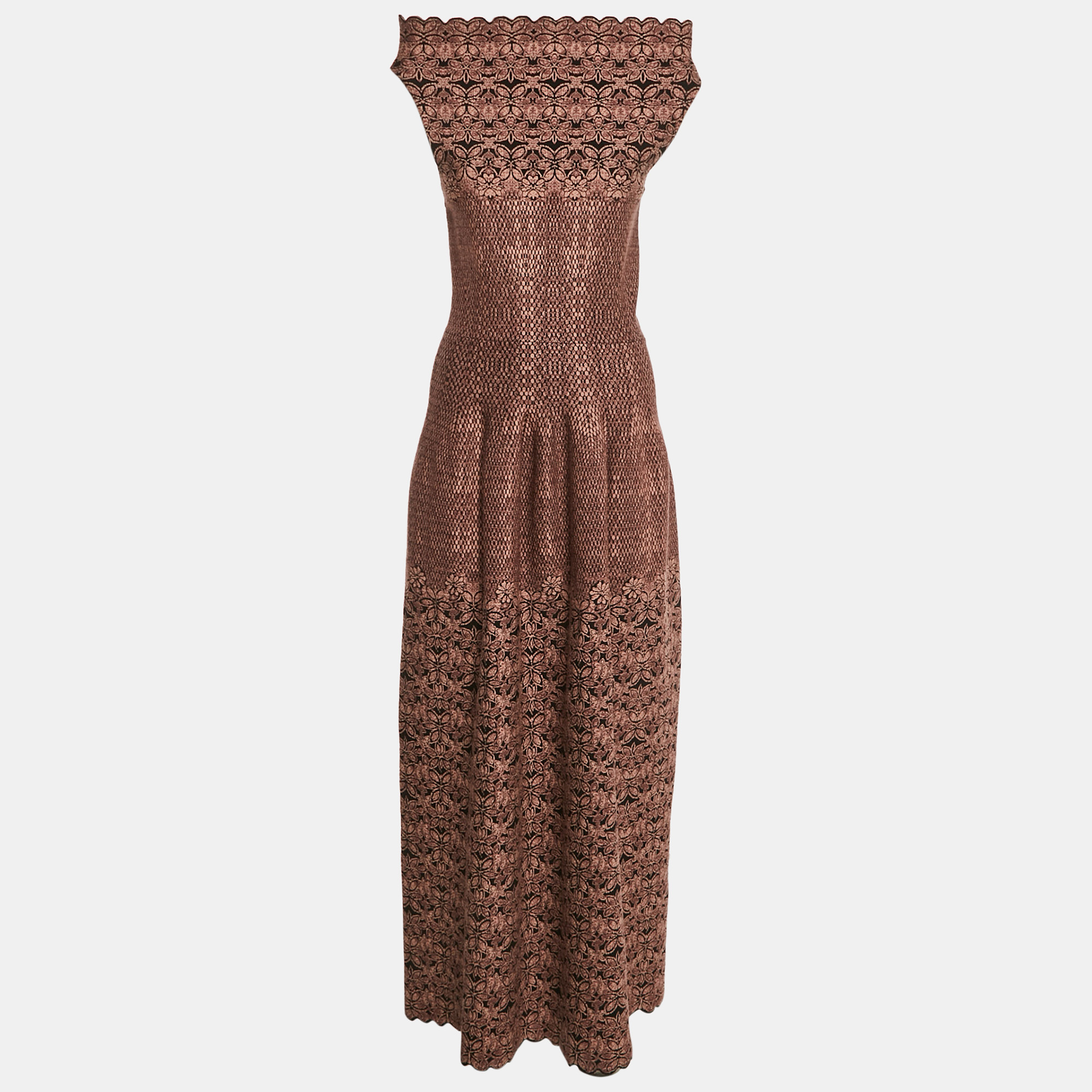 

Alaia Black/Pink Floral Jacquard Knit Gown M