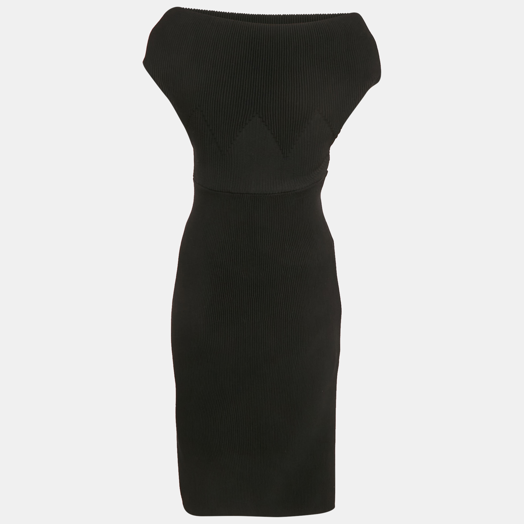 

Alaia Black Rib Knit Off-Shoulder Mini Dress M