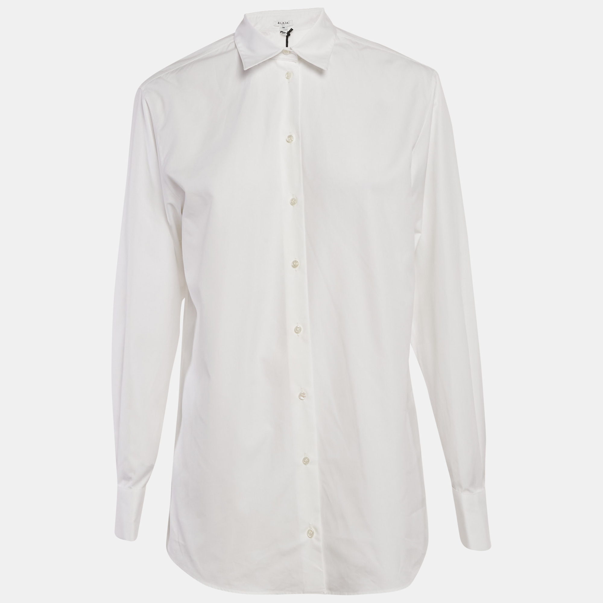 Pre-owned Alaïa White Cotton Long Sleeve Shirt S