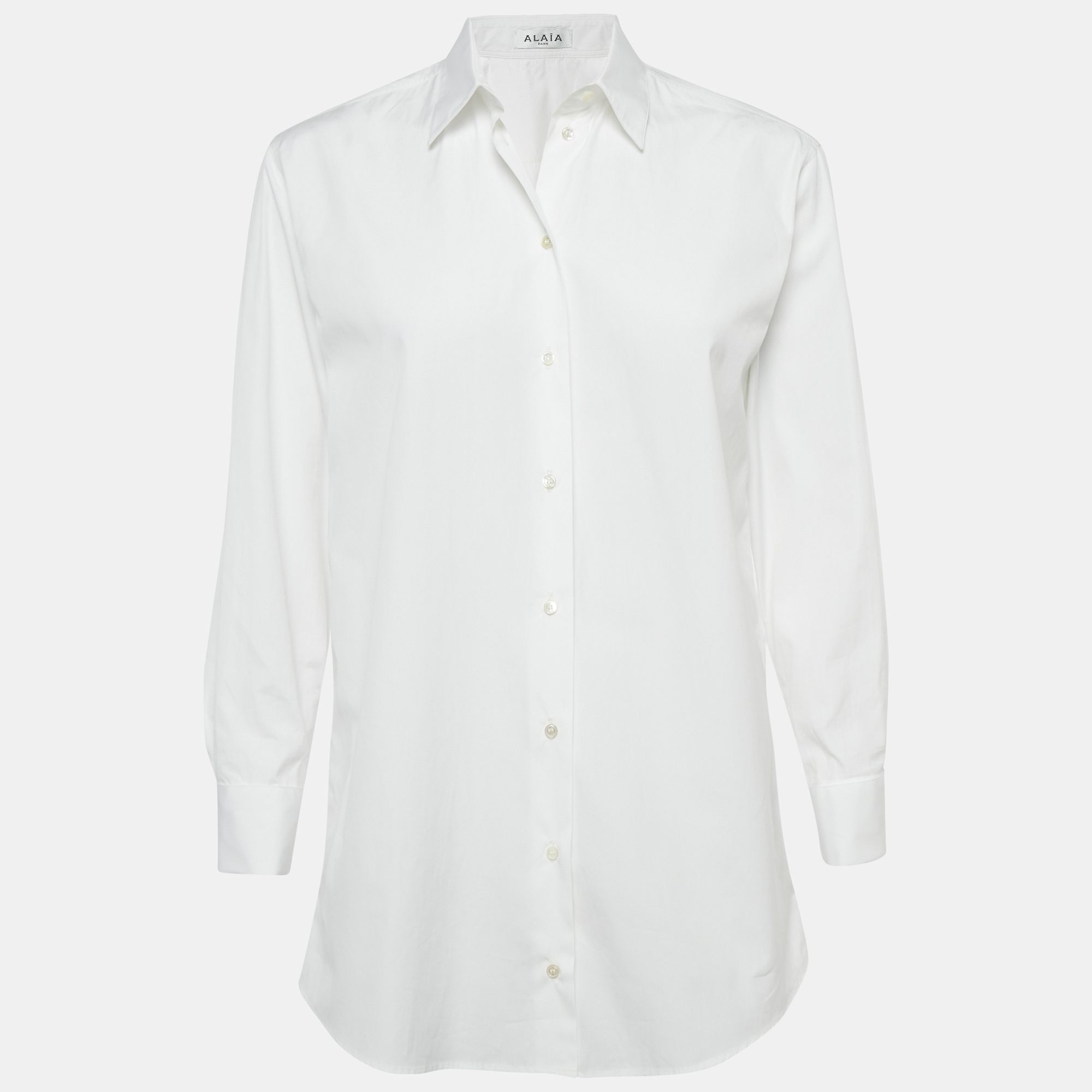 

Alaia White Poplin Double Cuff Long Sleeve Shirt S