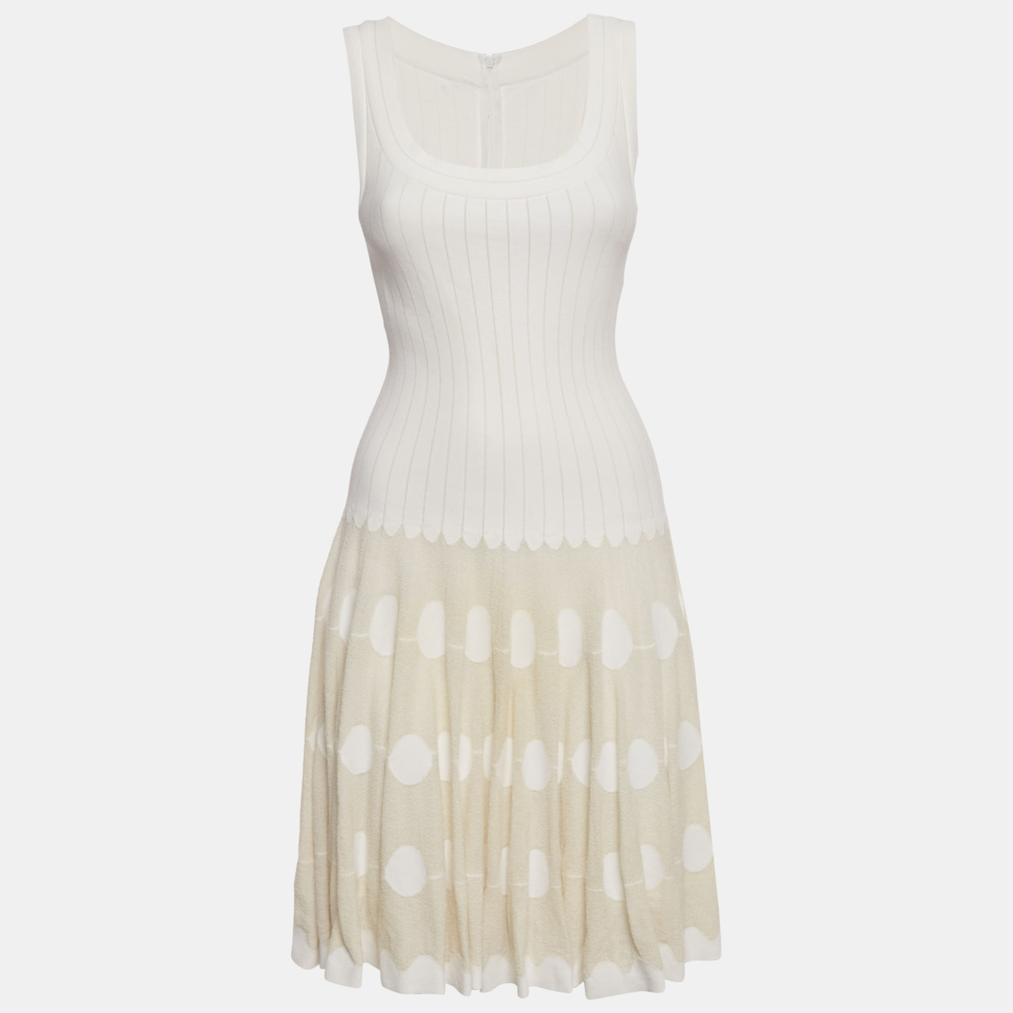 

Alaia White Patterned Knit Sleeveless Flared Short Dress M