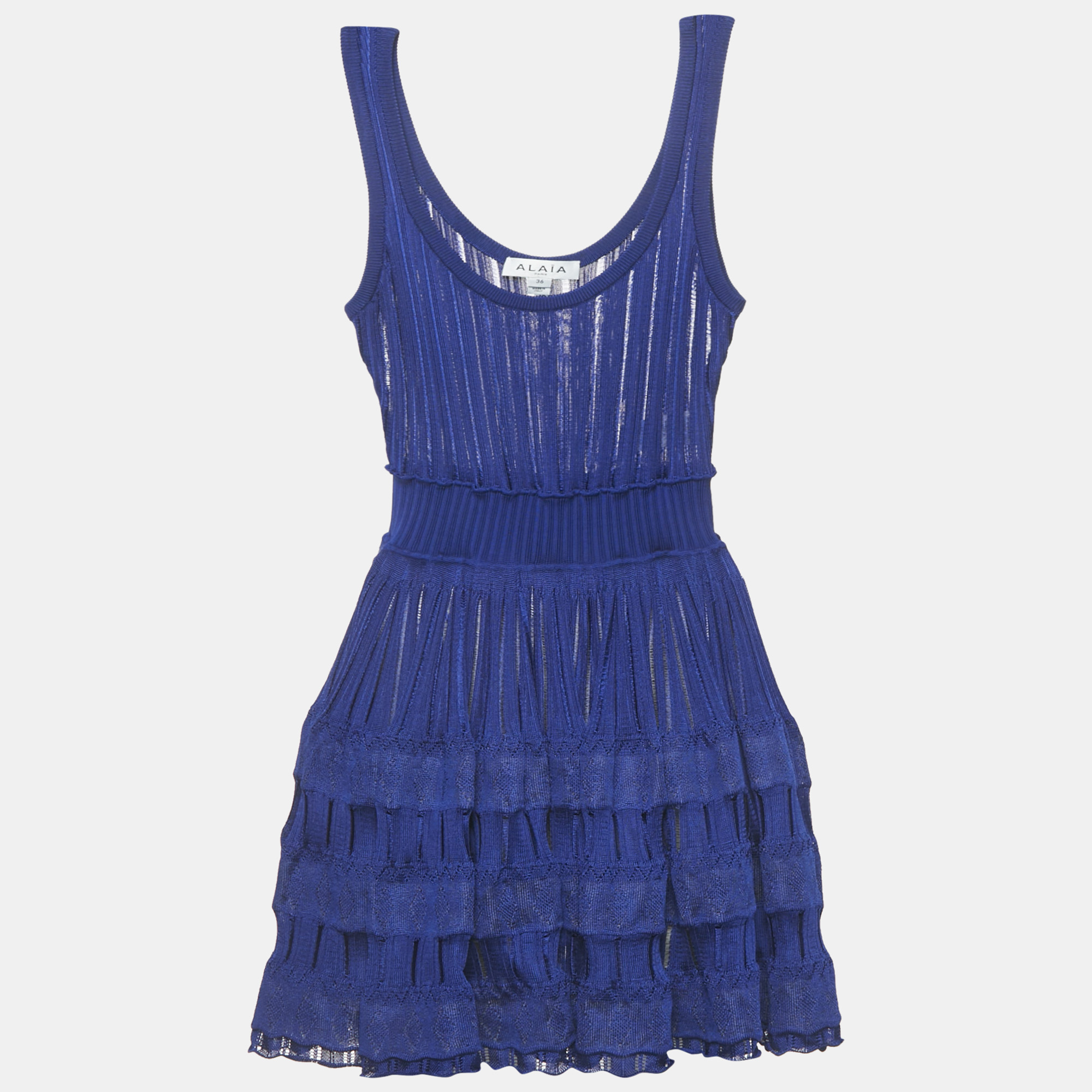 

Alaia Blue Knit Flared Mini Crinoline Dress S
