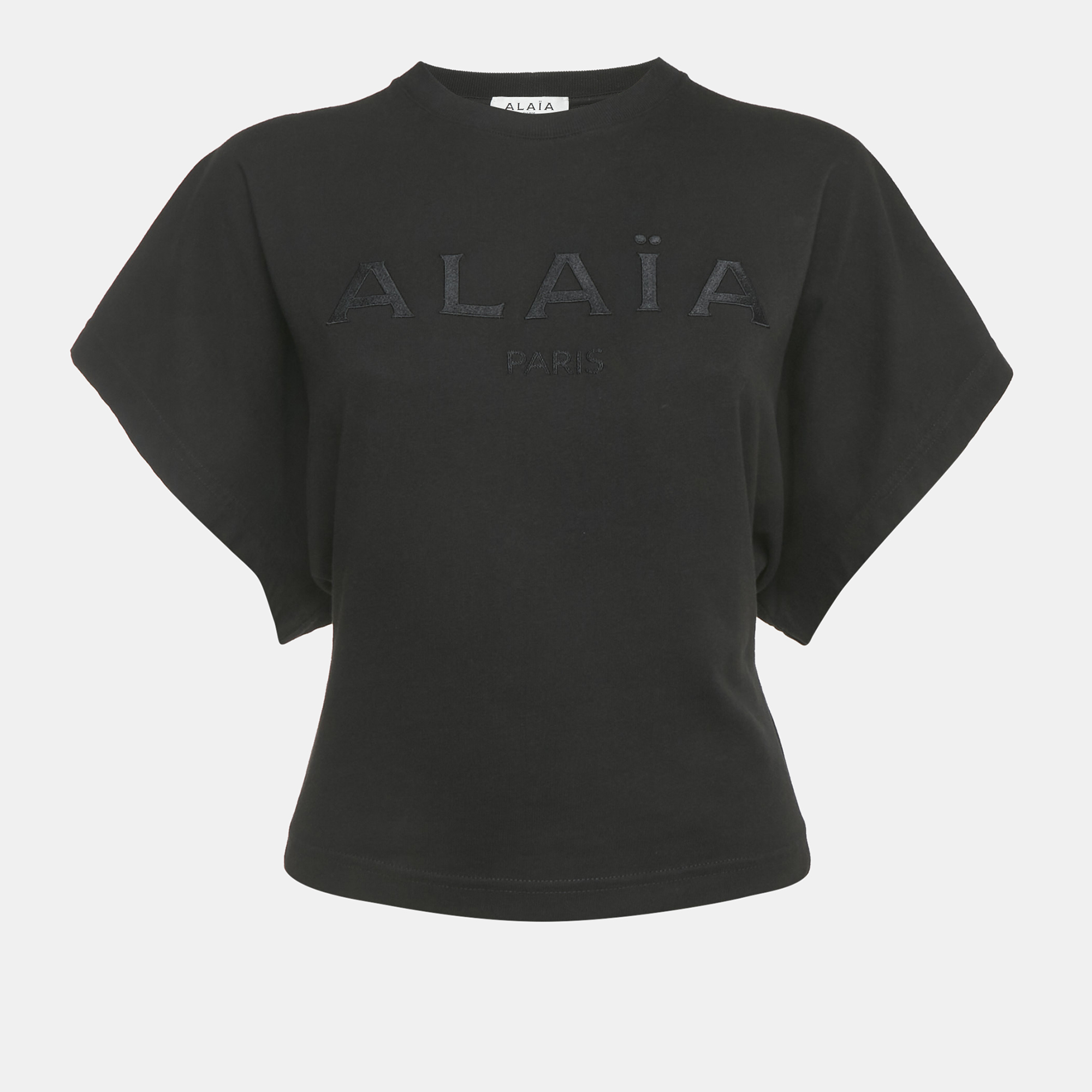 

Alaia Black Logo Embroidered Cotton Crew Neck T-Shirt S