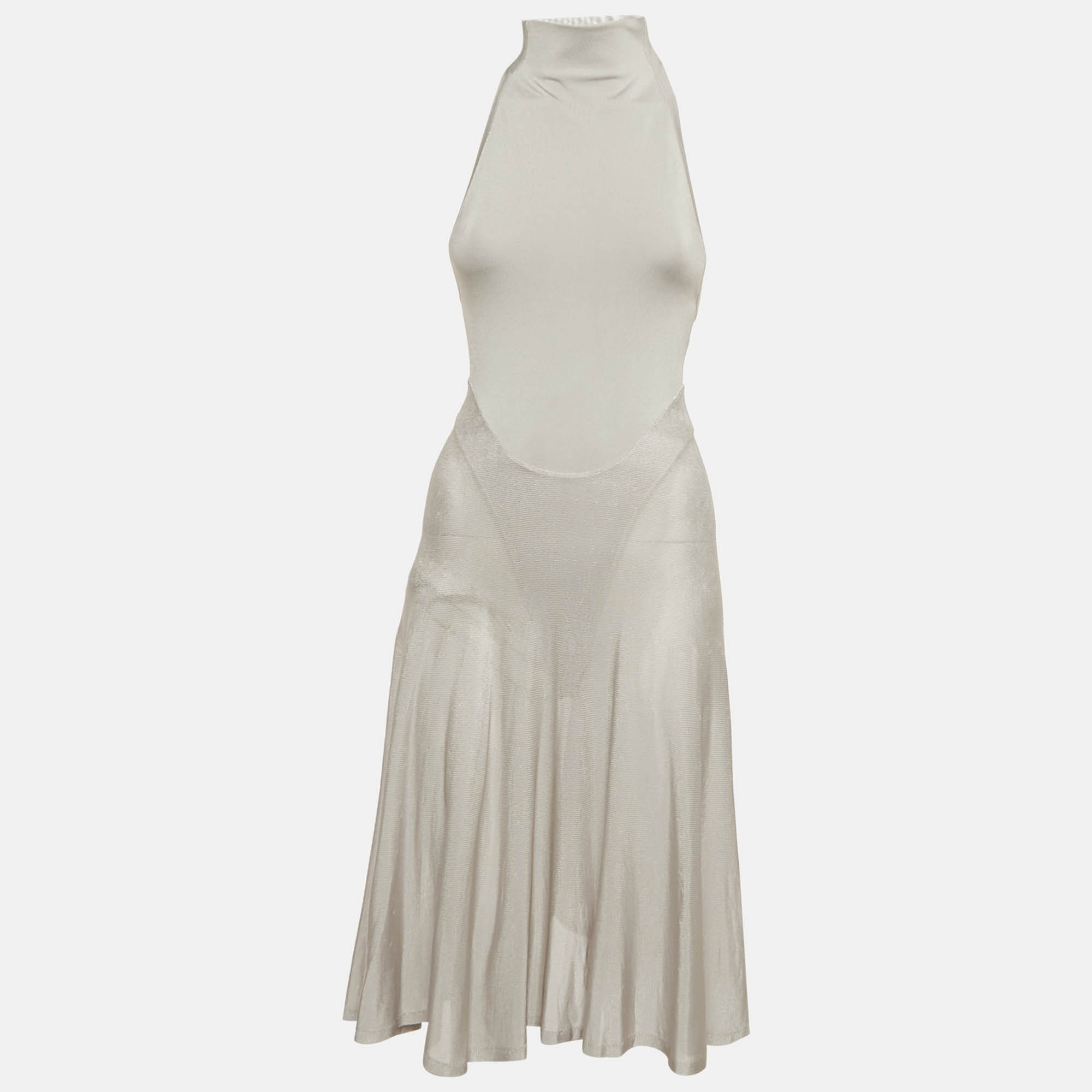 

Alaia Grey Stretch Knit Flared Short Dress S