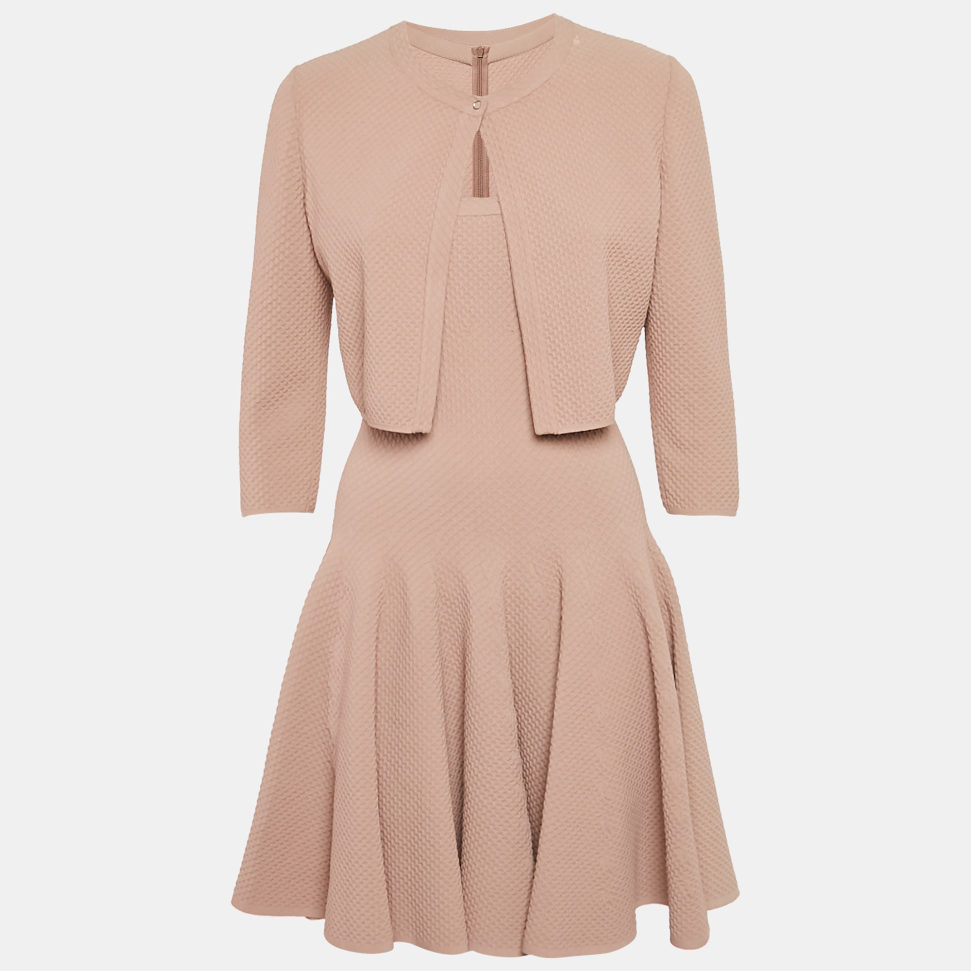 

Alaia Beige Textured Knit Flared 2 Piece Dress M