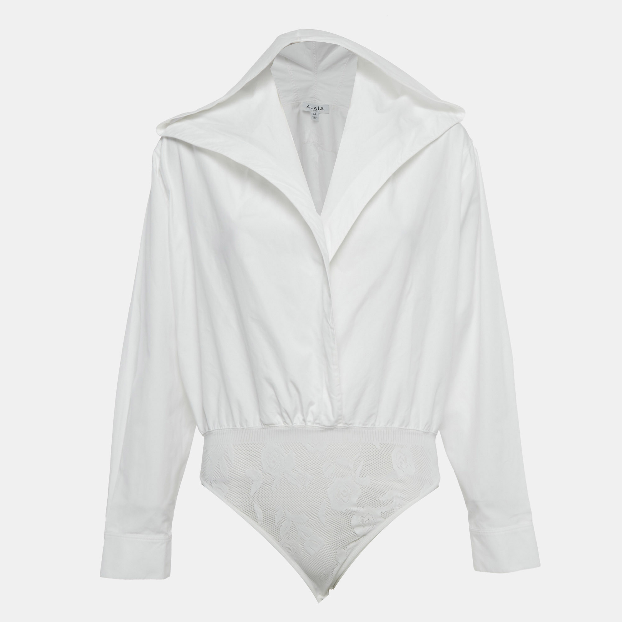 

Alaia White Cotton Hooded Wrap Bodysuit Top S