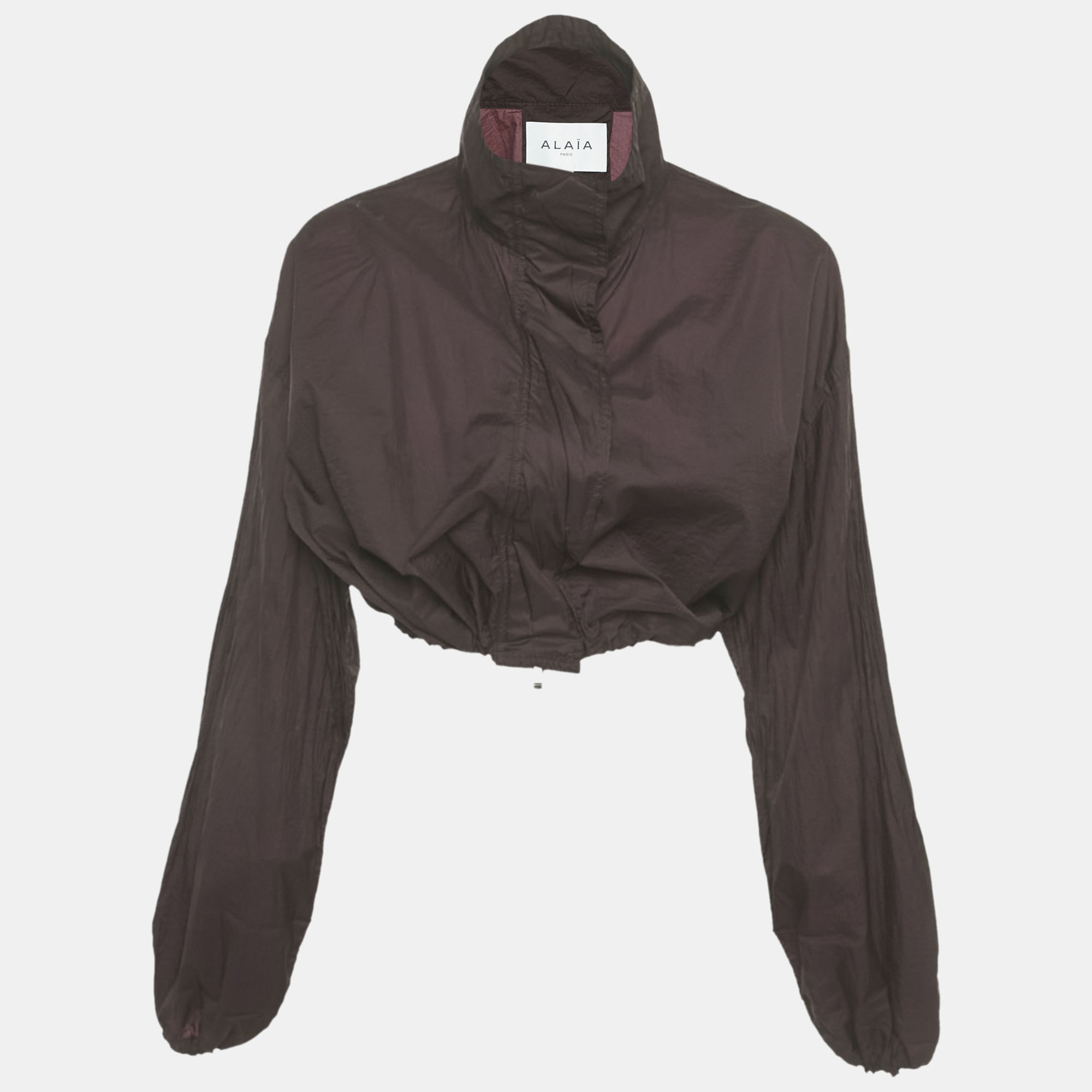 Pre-owned Alaïa Burgundy Polyester Button Front Crop Jacket S
