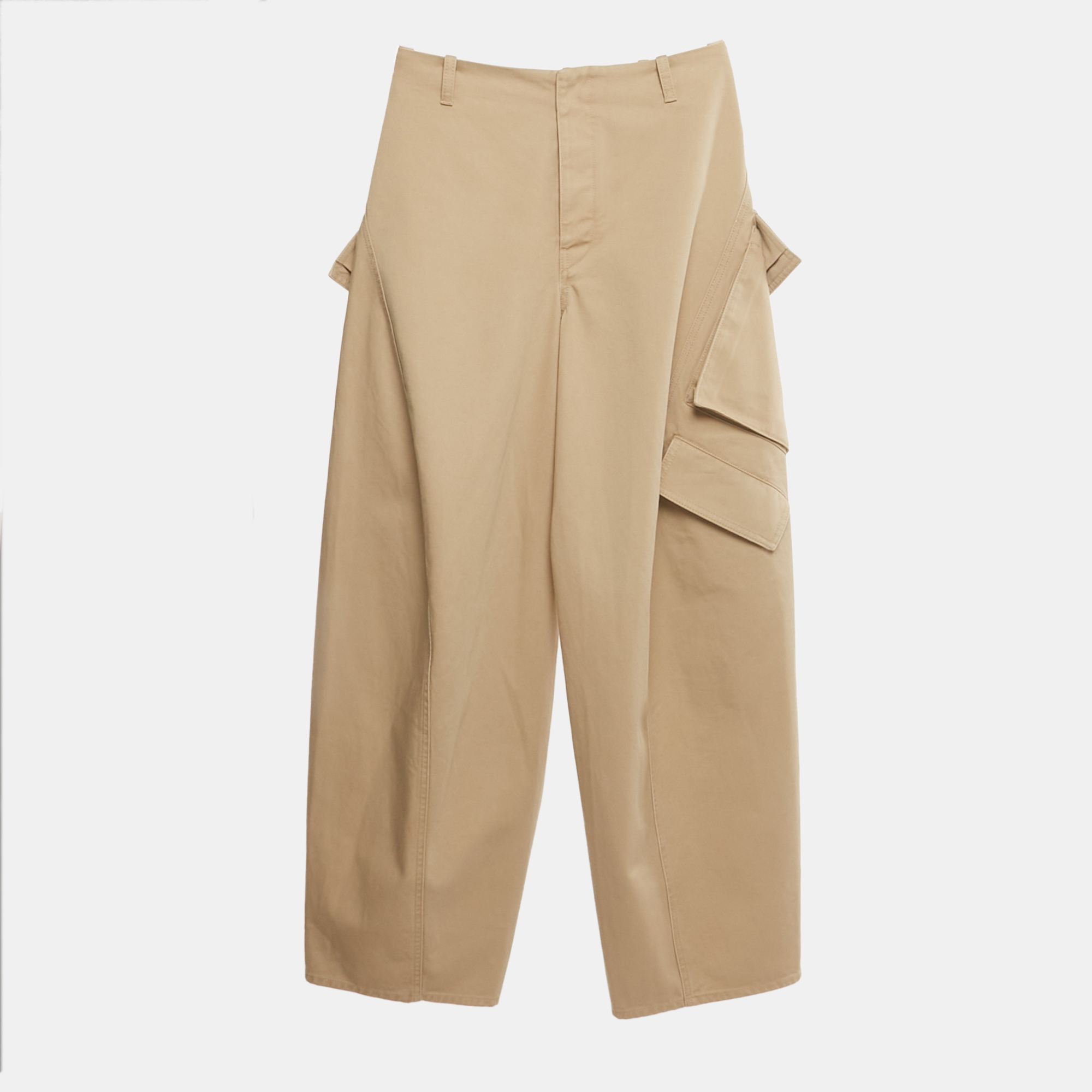 Pre-owned Alaïa Beige Cotton High Waist Cargo Pants S In Sand