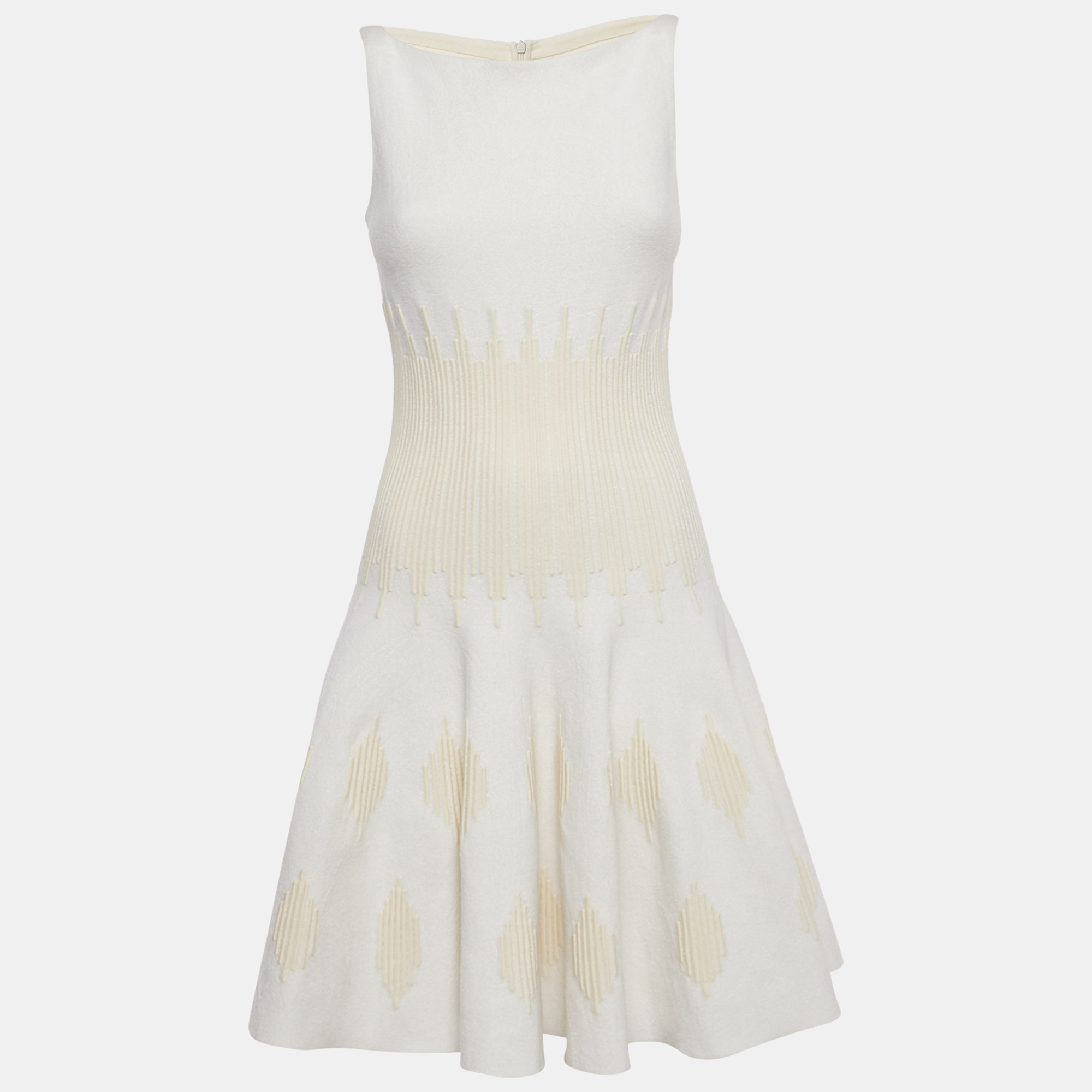 

Alaia White Textured Stretch Knit Flared Mini Dress M