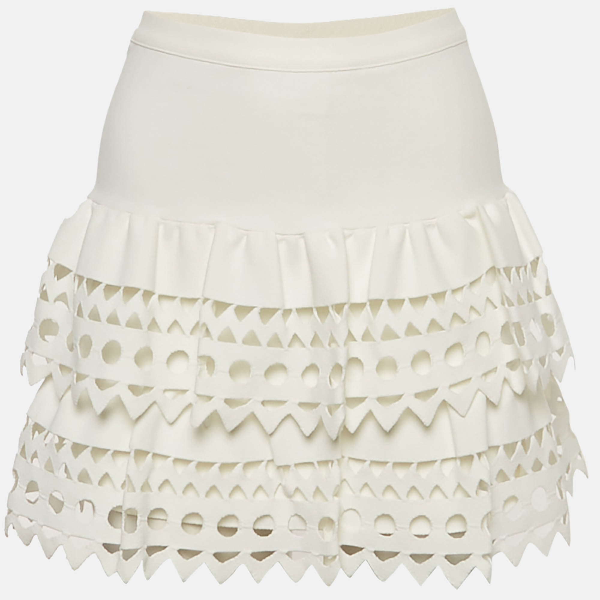 

Alaia White Eyelet Knit Mini Skirt S