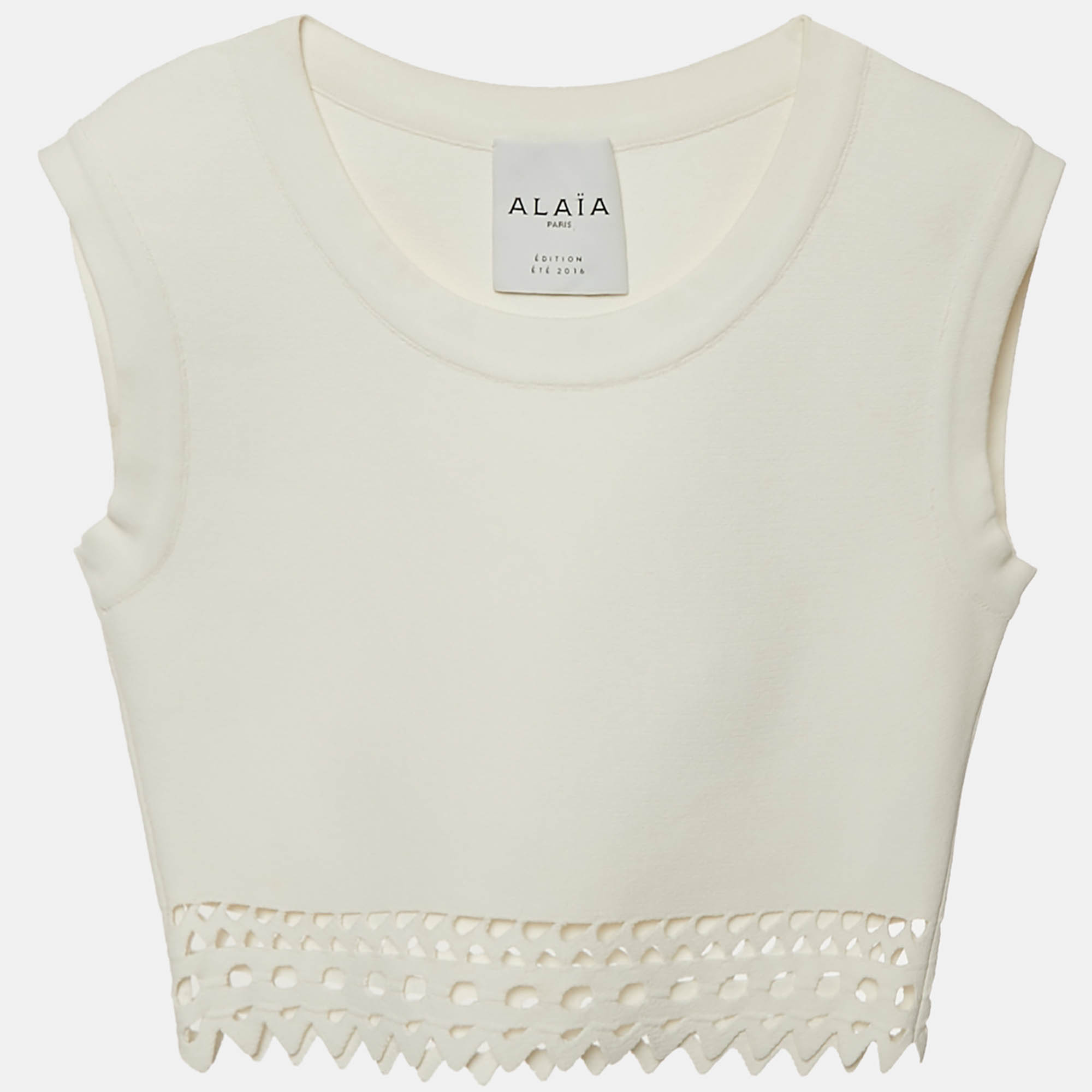 

Alaia White Stretch Knit Cut-Out Crop S