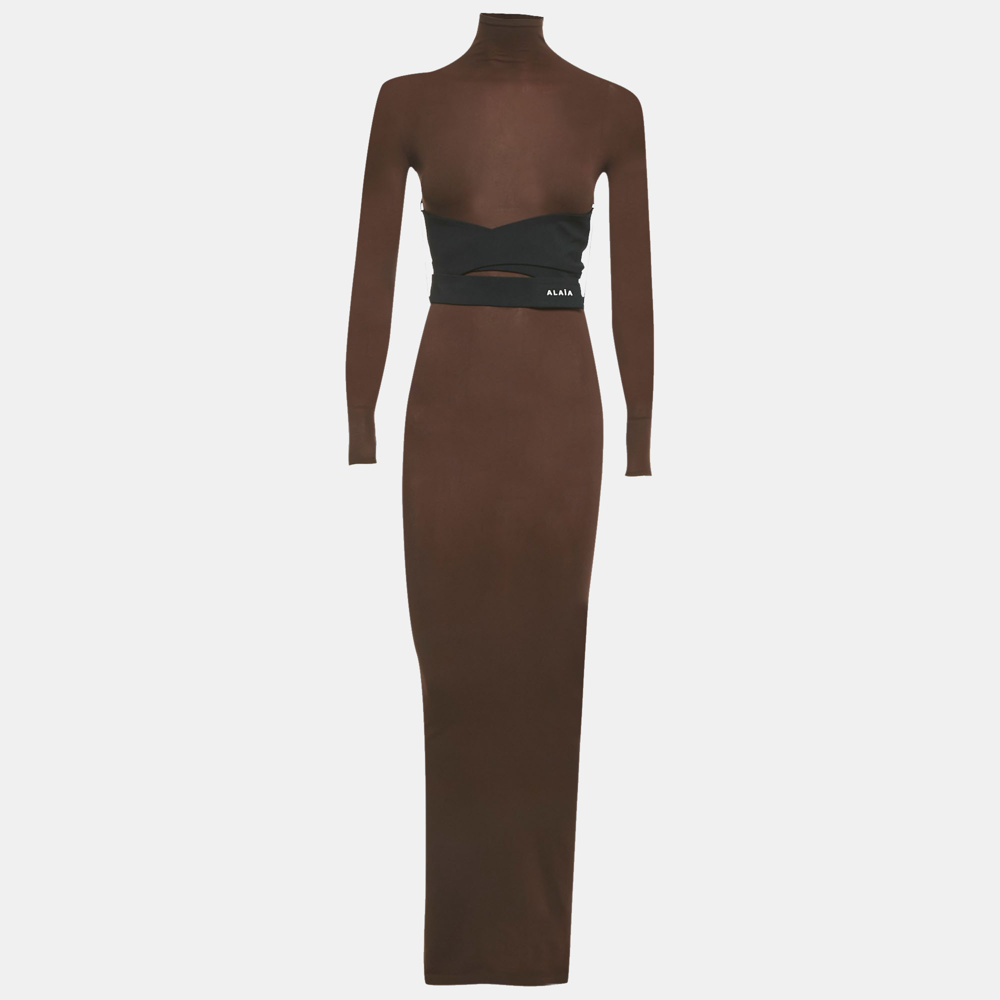 

Alaia Brown Jersey Belted Midi Dress S