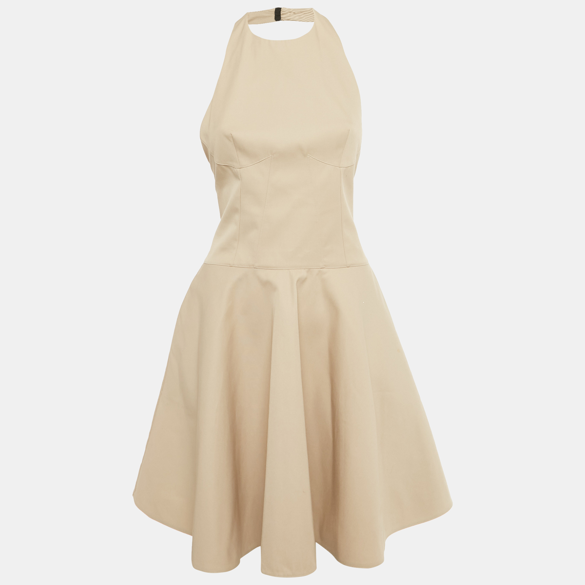

Alaia Beige Gabardine Halter Neck Mini Dress S