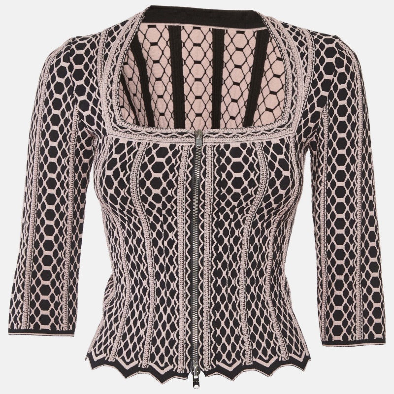 

Alaia Black/Pink Vienne Pattern Stretch Knit Top S