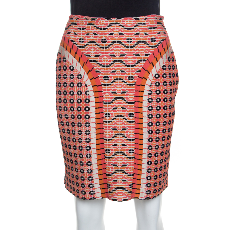 Pre-owned Alaïa Multicolor Jacquard Patterned Knit Fit In Short Skirt M