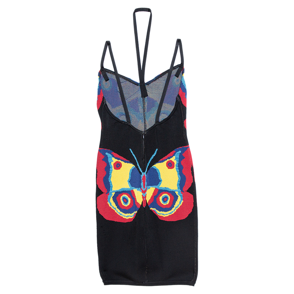 

Alaia Vintage Black Butterfly Intarsia Knit Halterneck Mini Dress