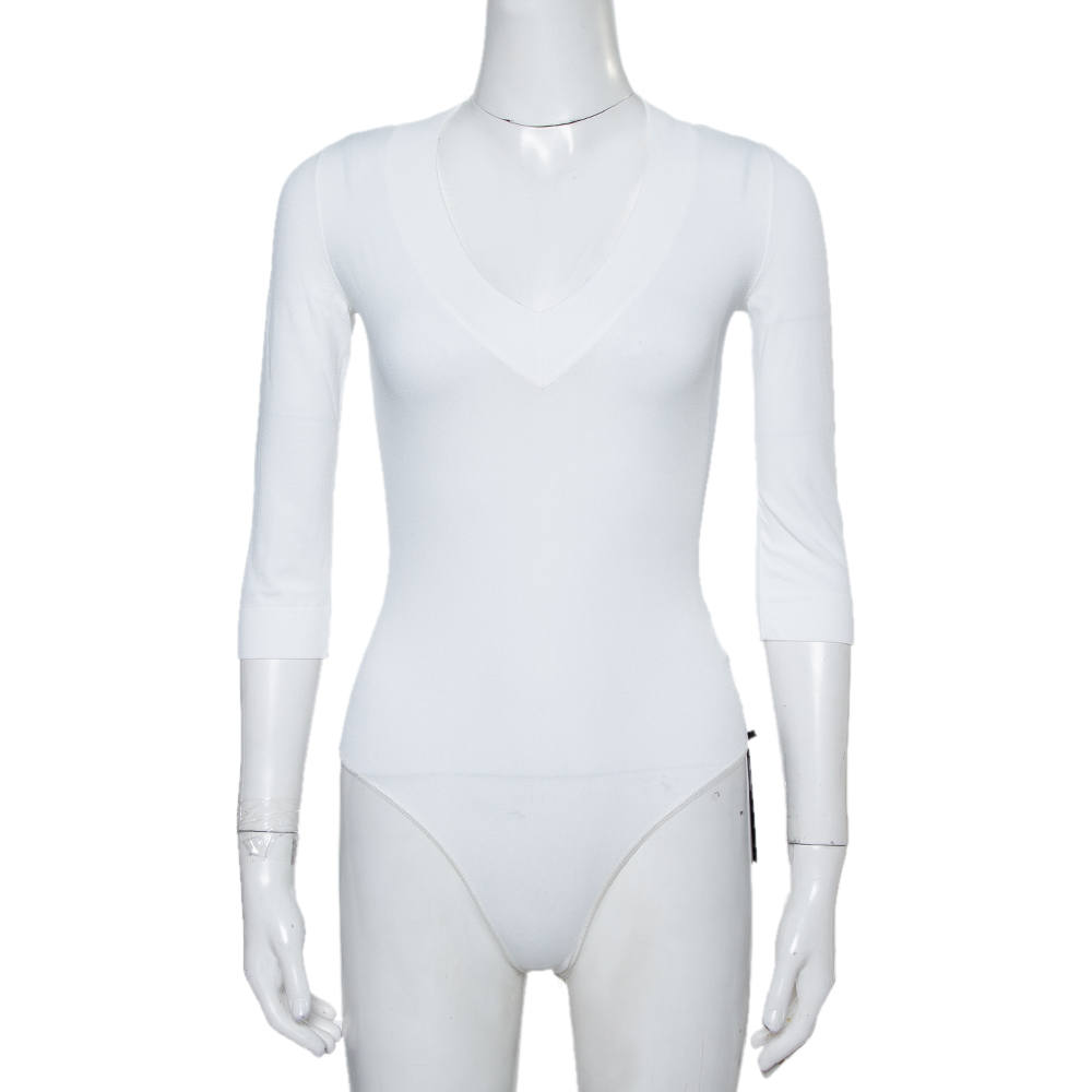 

Alaia White Jersey V-Neck Bodysuit