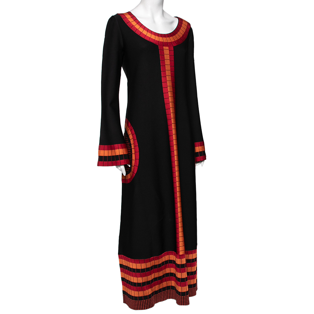 

Alaia Black Patterned Jacquard Knit Maxi Dress