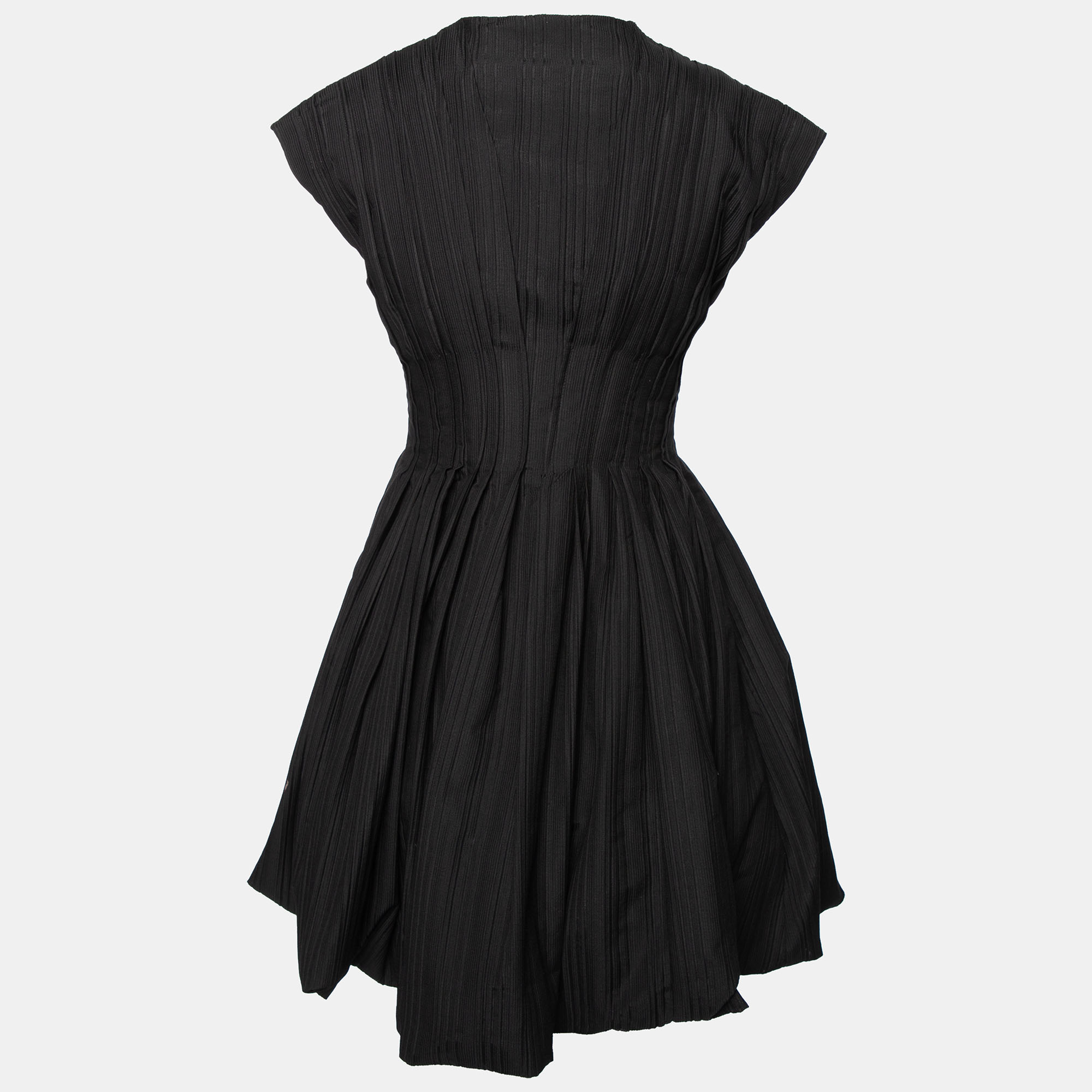 

Alaia Black Pleated Jacquard Corset Balloon Dress