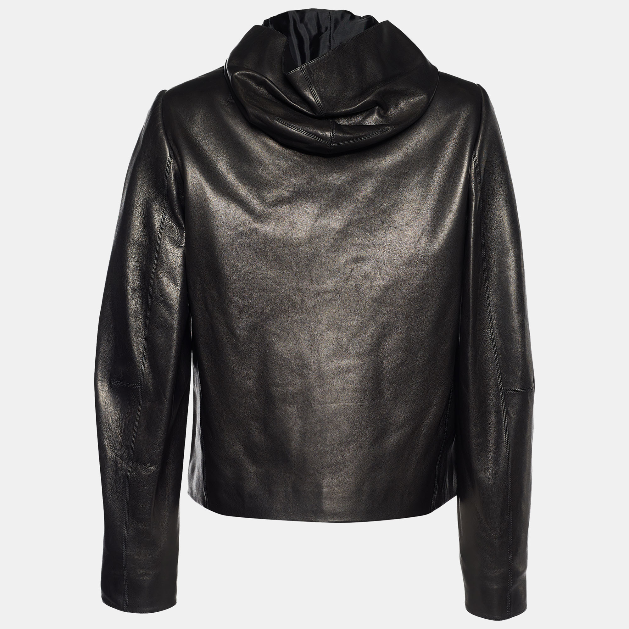 

Alaia Brown Leather Zip Front Hooded Jacket