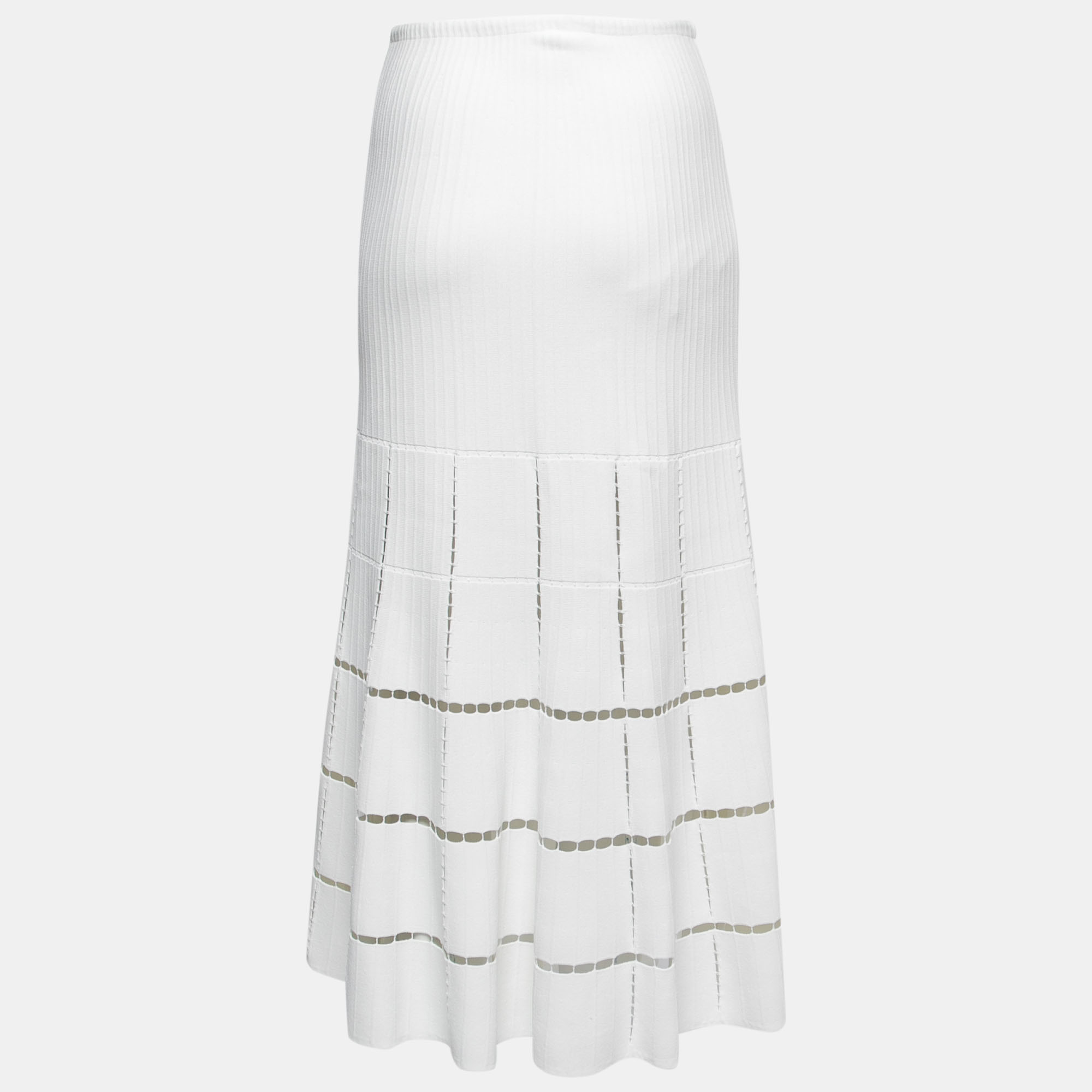 

Alaia White Stretch-Knit Flared Midi Skirt