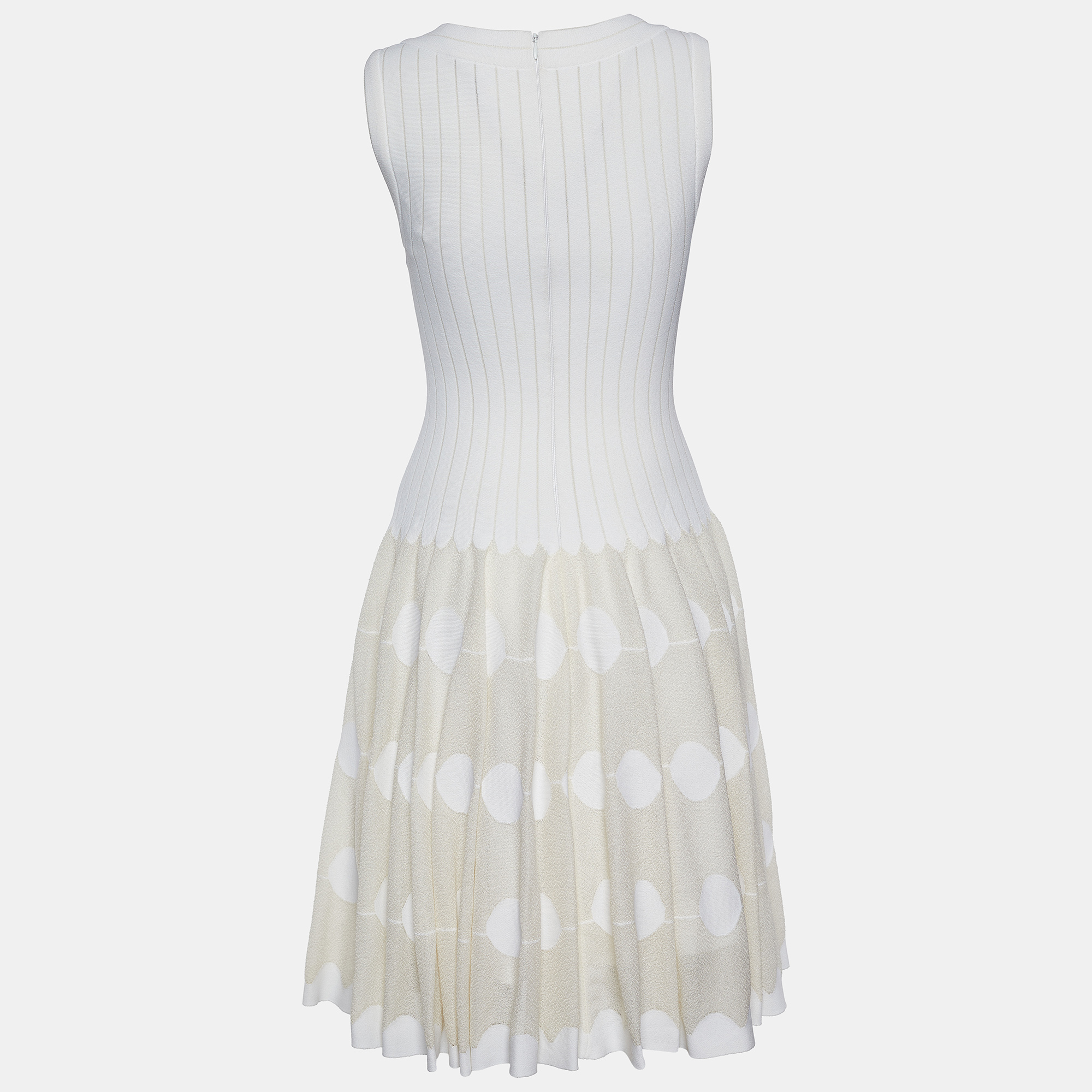 

Alaïa Ivory Knit Sleeveless Flared Dress, White