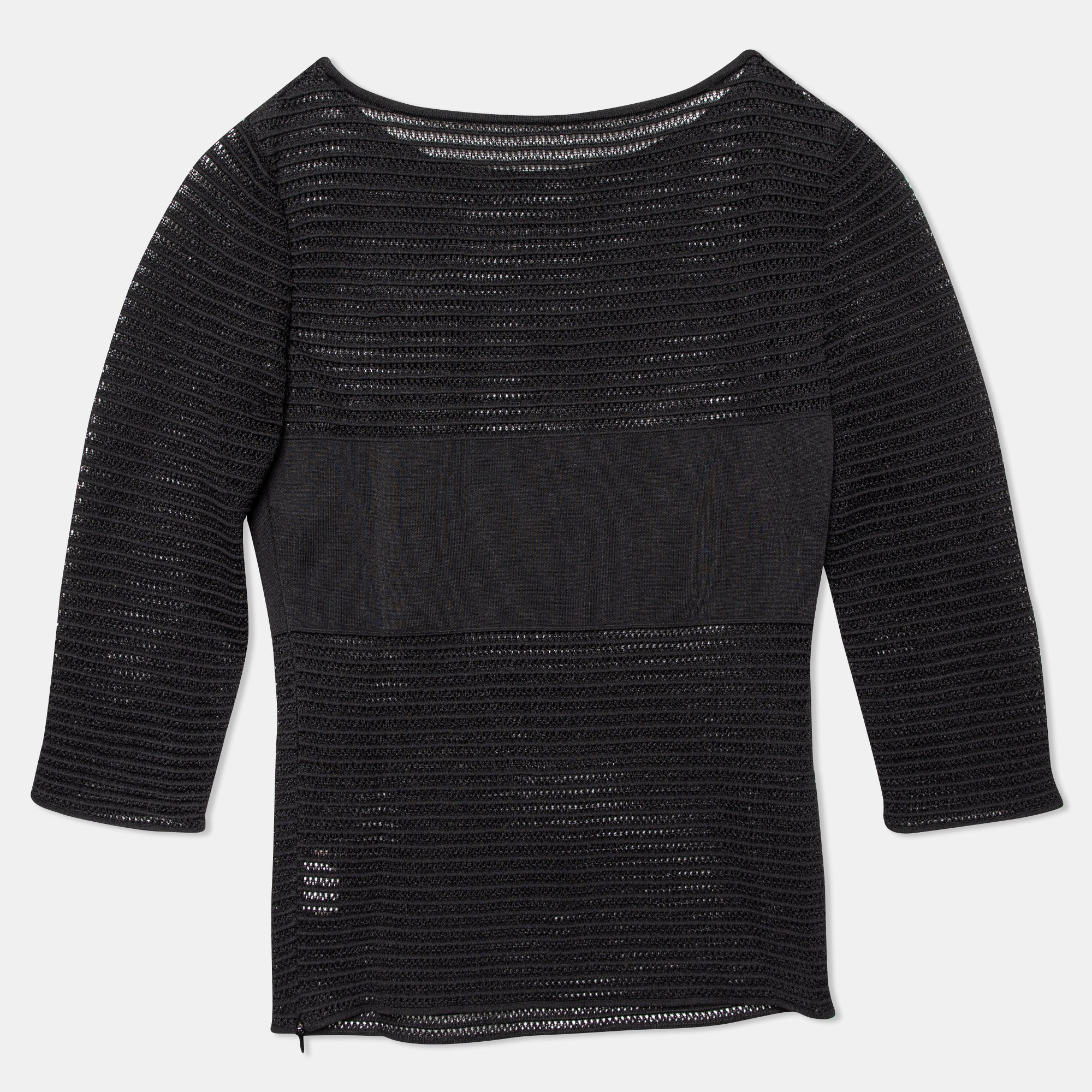 

Alaia Black Crochet Knit Elasticized Waist Top