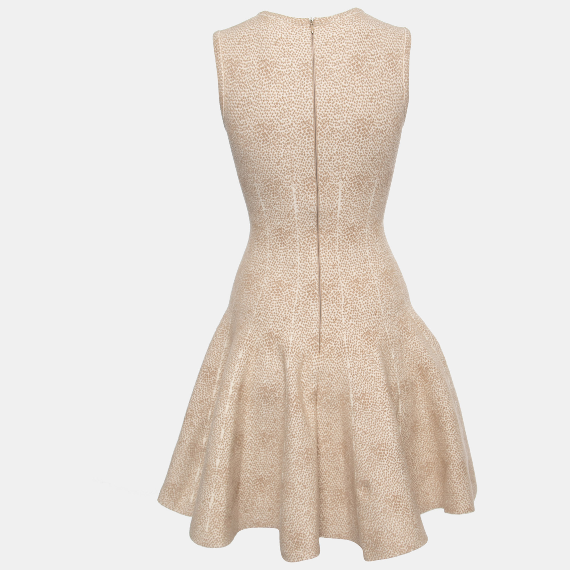 

Alaia Beige Wool Blend Stretch Knit Skater Dress