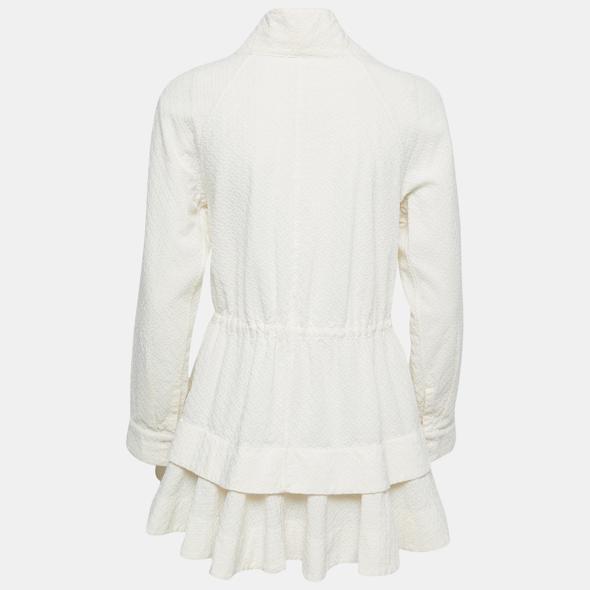 

Alaia Cream Embroidered Crepe Drawstring Kimono Jacket