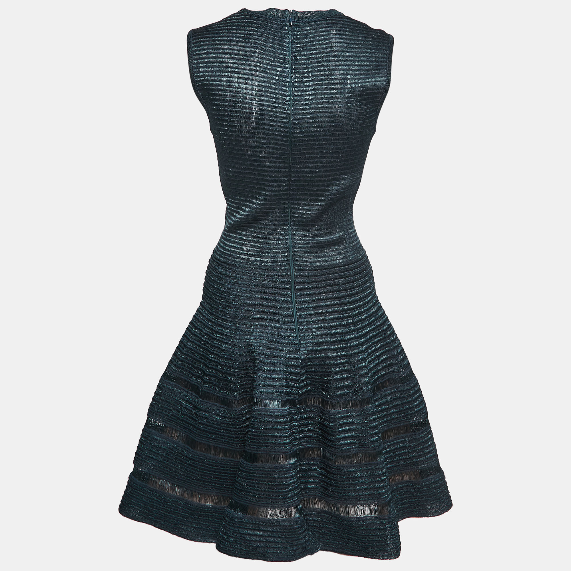 

Alaia Green/Blue Textured Viscose Flared Dress