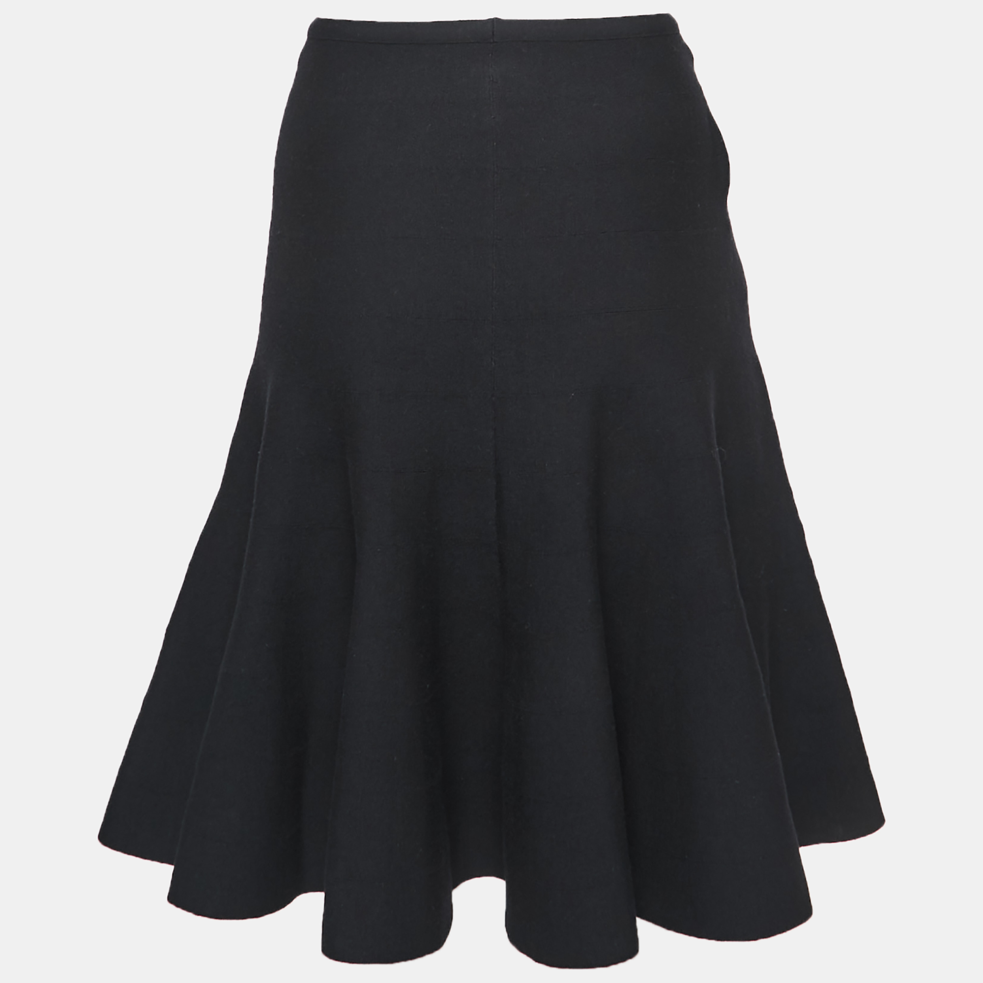 

Alaia Black Wool Knit Flared Knee Length Skirt