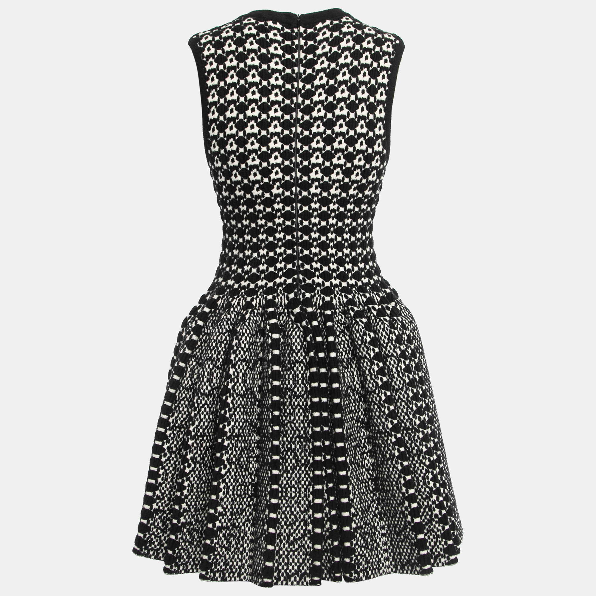 

Alaia Black Patterned Wool Blend Sleeveless Short Dress