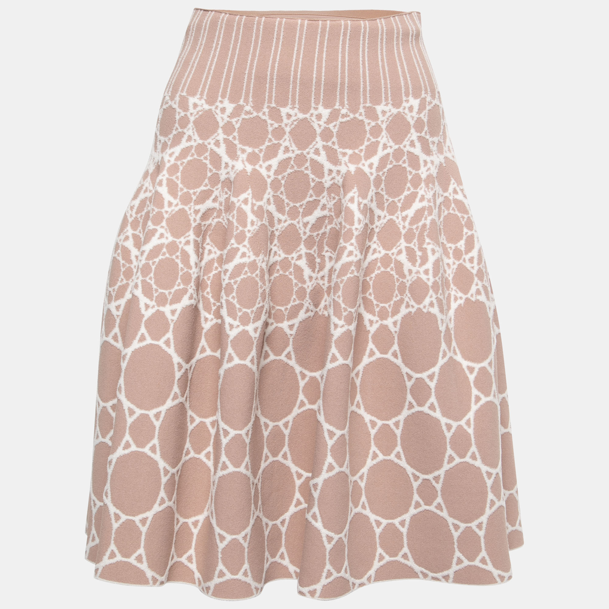 Pre-owned Alaïa Pink Jacquard Knit Flare Skirt M