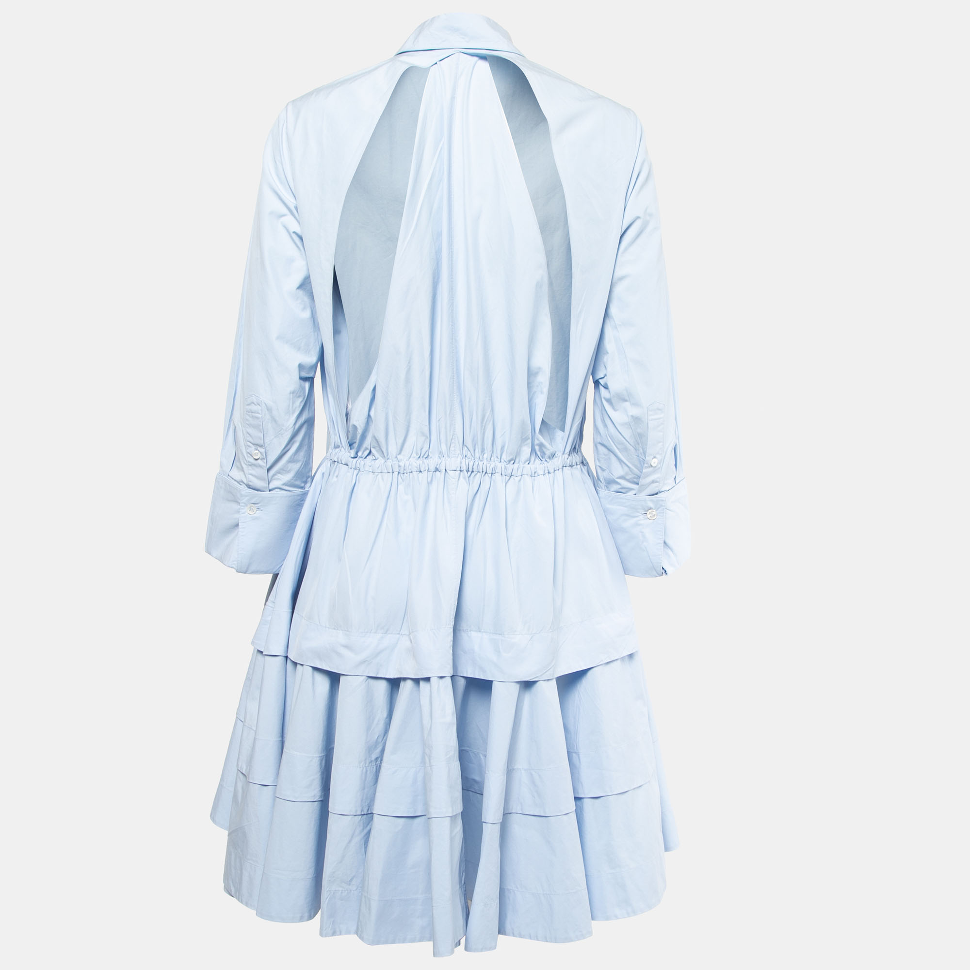 

Alaia Blue Cotton Cutout Back Detail Shirt Dress