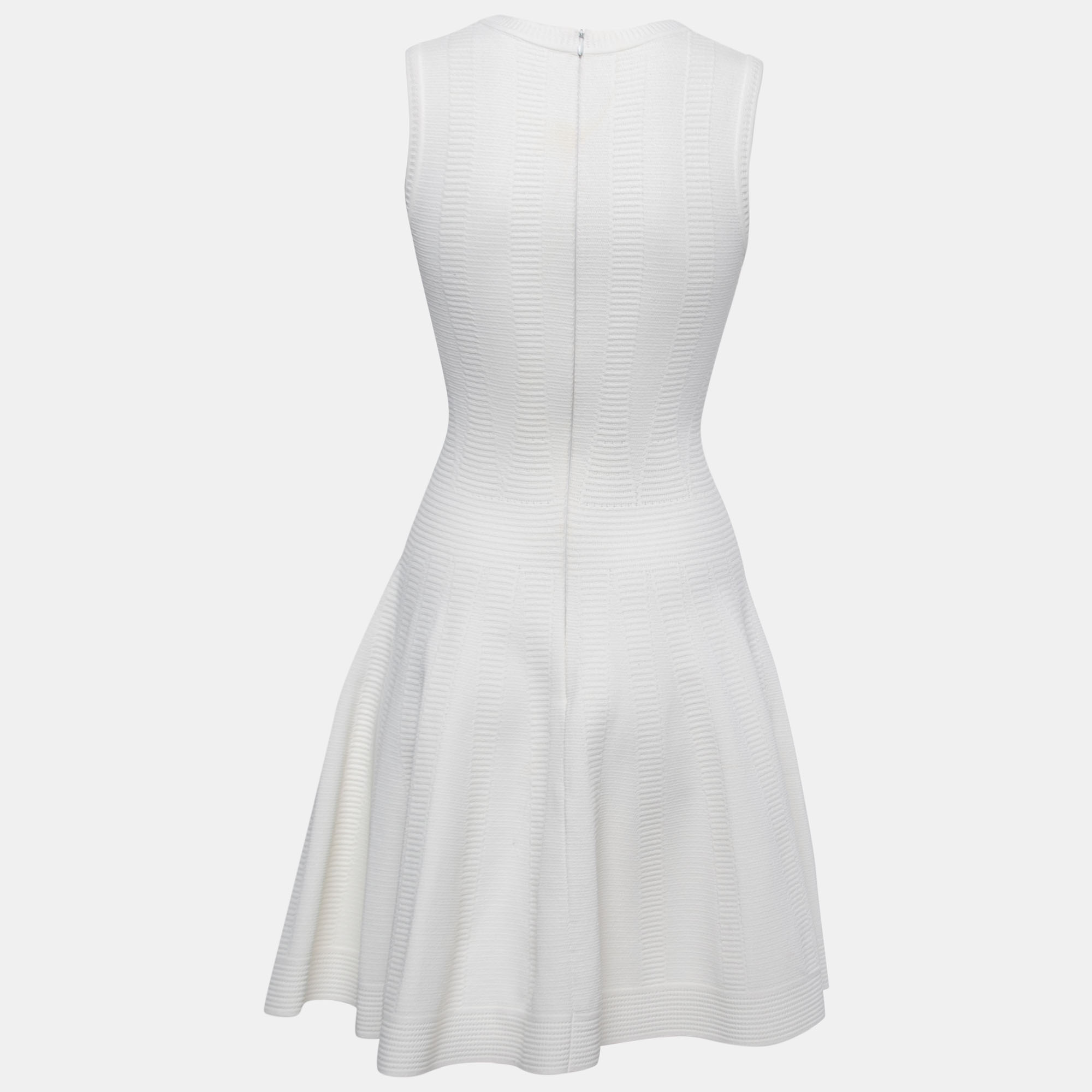

Alaia White Knit Sleeveless Flared Mini Dress