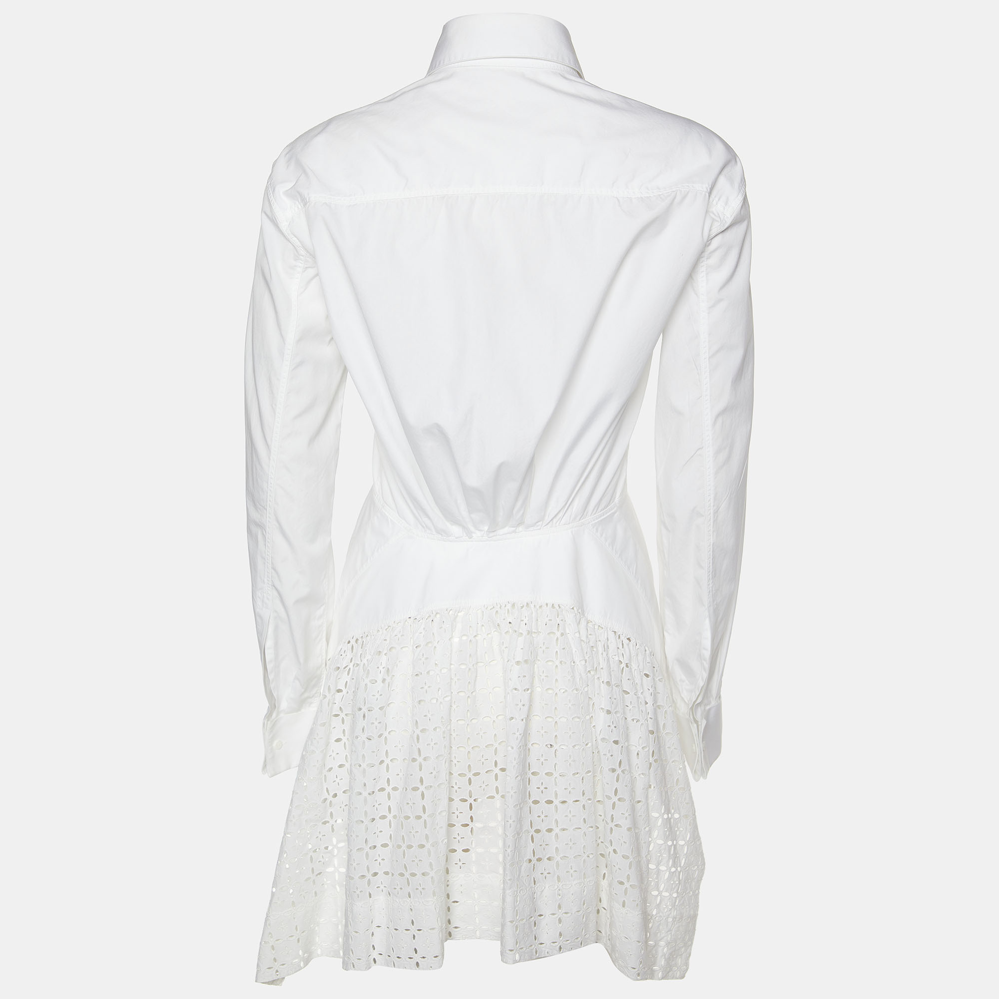 

Alaia White Cotton Eyelet Tail Button Front Shirt