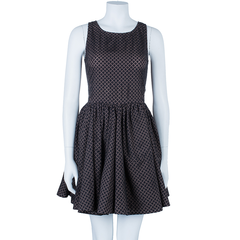 

Azzedine Alaia Monochrome Flare Dress, Multicolor