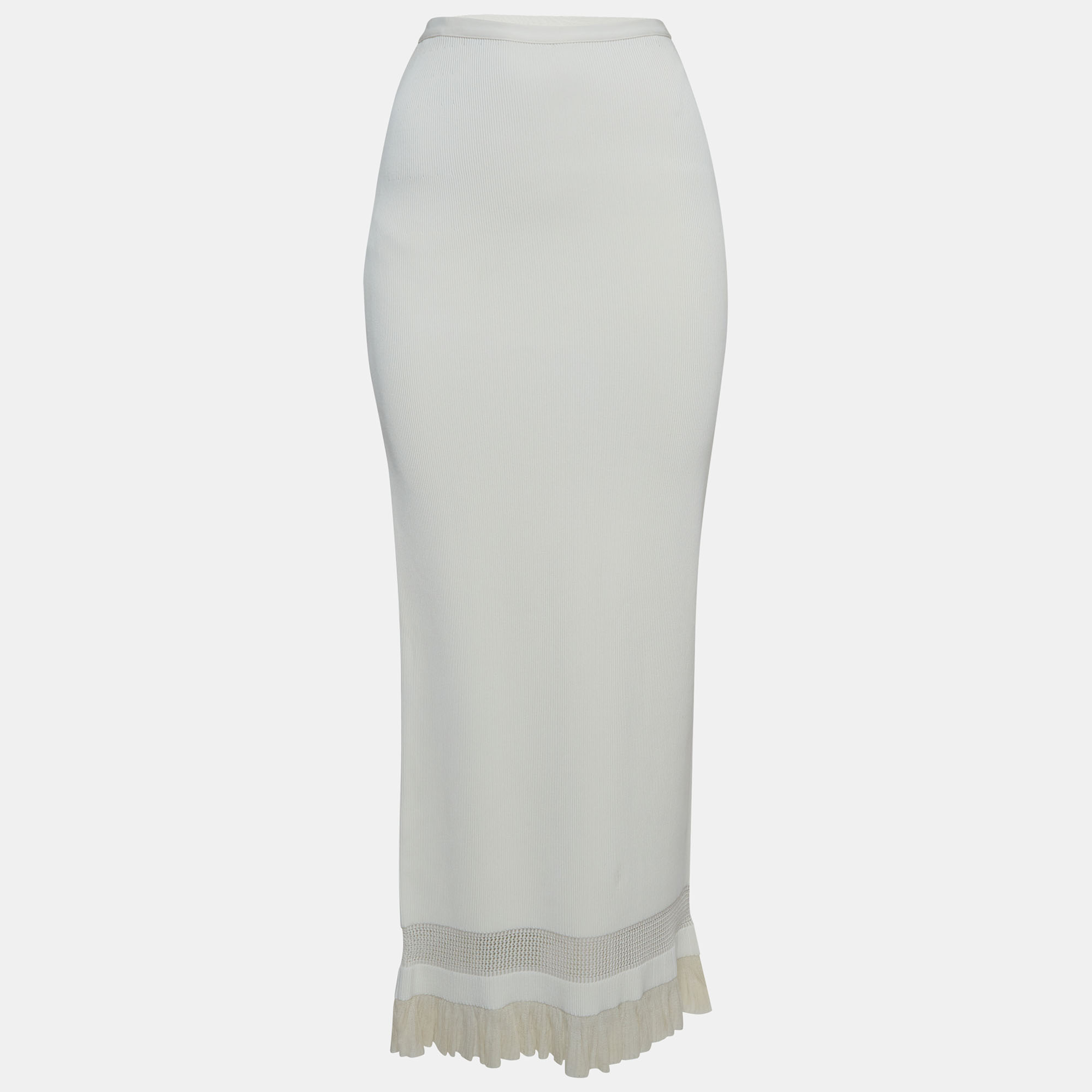 

Alaia Off White Knit Fitted Maxi Skirt