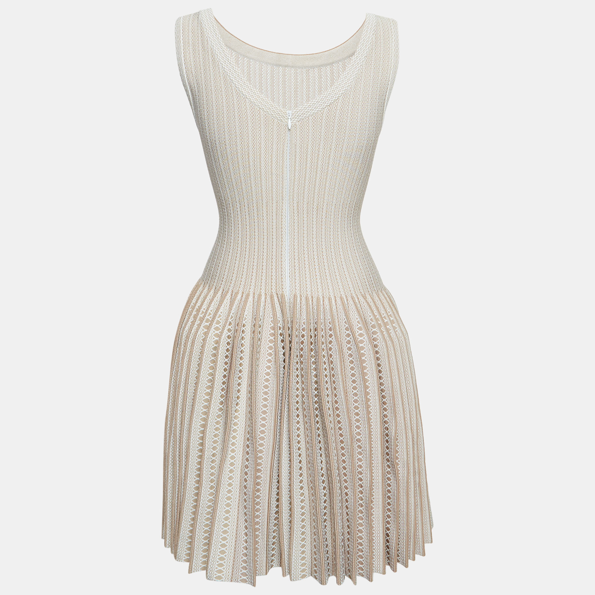 

Alaia Beige Patterned Knit Sleeveless Mini Dress