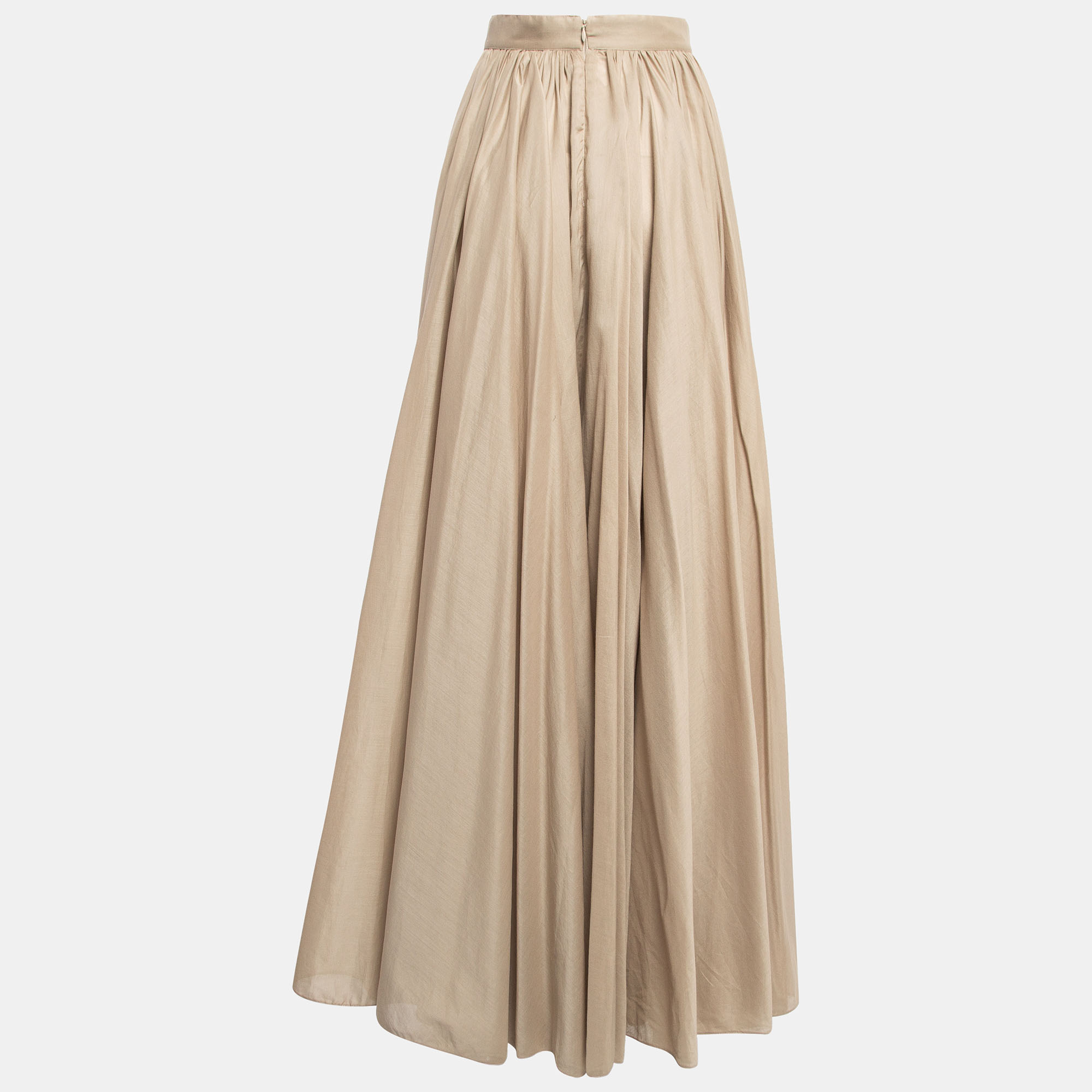 

Alaia Brown Cotton Gathered Maxi Skirt, Beige