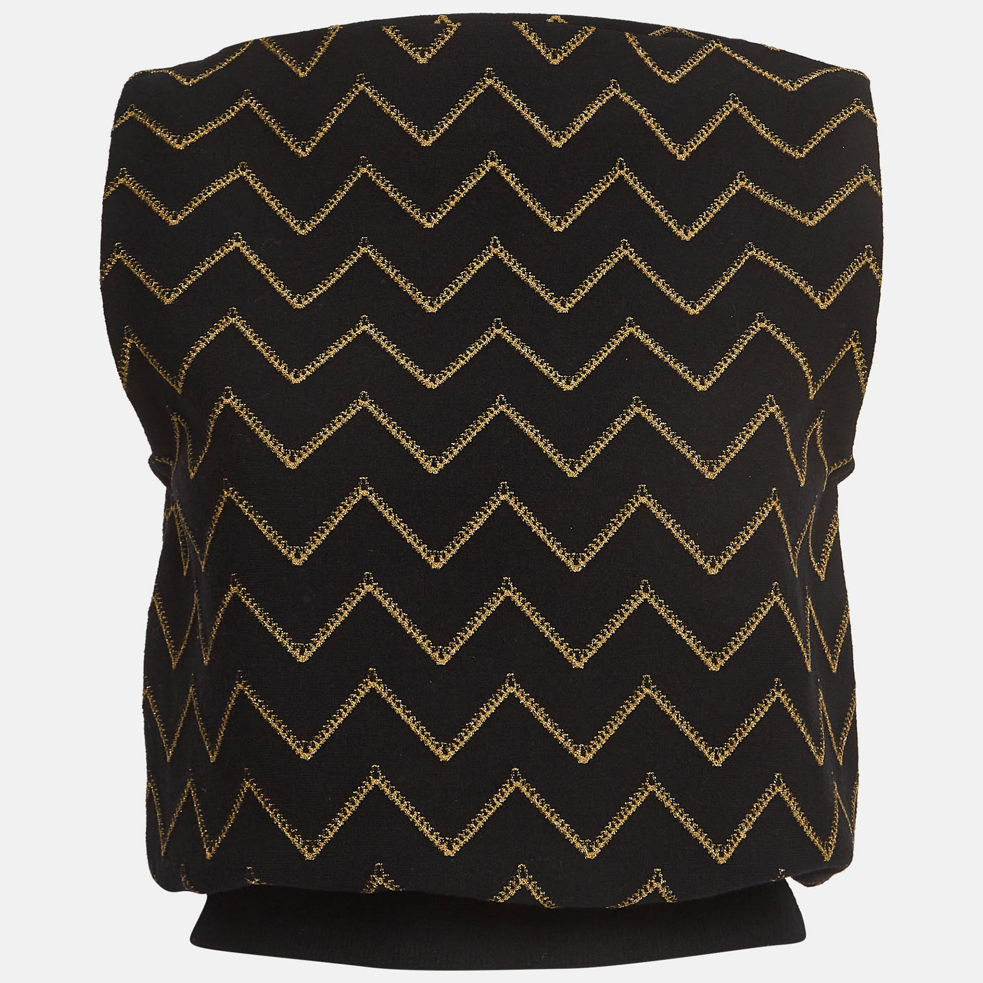 Pre-owned Alaïa Black/gold Chevron Pattern Lurex Knit Vest M