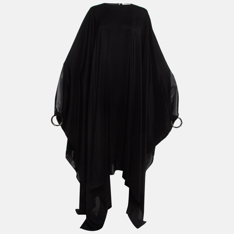 Pre-owned Alaïa Black Silk Metal Bangle Detailed Kaftan Dress M