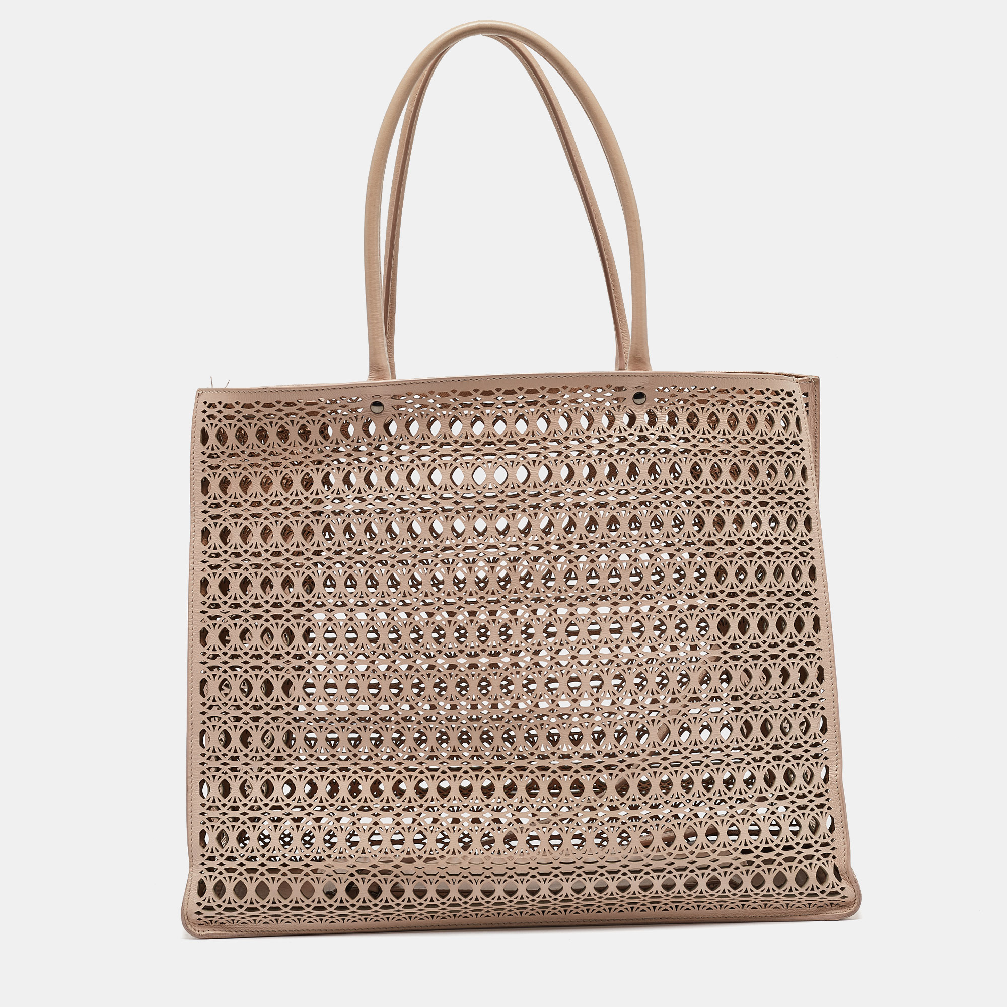 

Alaia Beige Lasercut Leather Open Tote