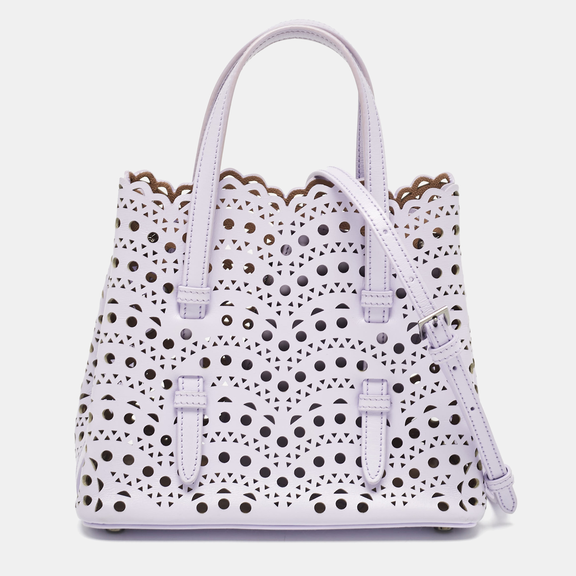 

Alaia Lilac Laser Cut Leather Le Mina 20 Tote, Purple